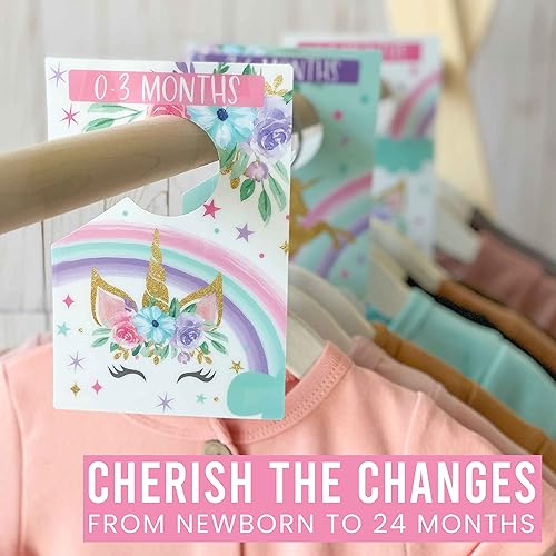 Miniatura 7 de Hadley Designs 6 divisores de tamaño de armario para bebé, armario de unicornio por mes, organizador de armario de bebé para organización de