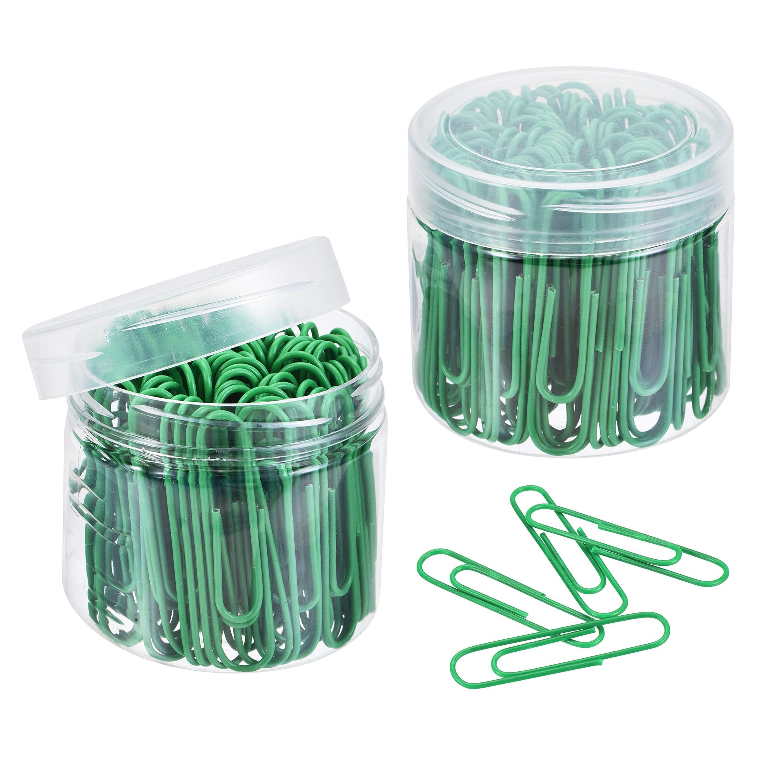 TA-VIGOR 200Pcs Paper Clips Small Size, 50mm Durable and Rustproof Paper Clip, Vinyl Coated to Prevent Tearing Pages with Box for Organize Office Home, Green