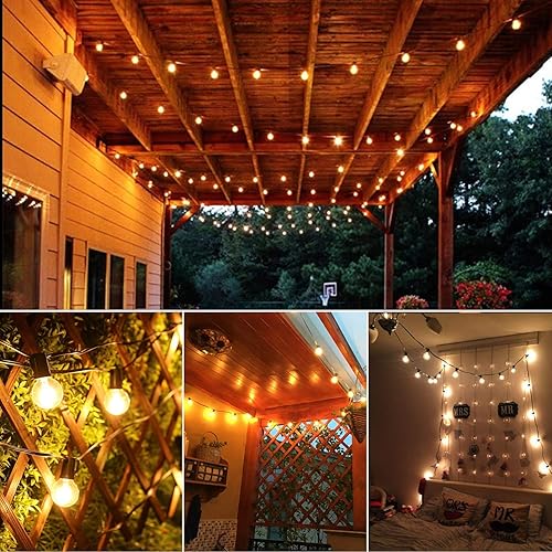Miniatura 6 de GOOTHY Tira de luces LED G40 de 50 pies, color blanco cálido para patio al aire libre con 52 bombillas inastillables, luces colgantes de patio