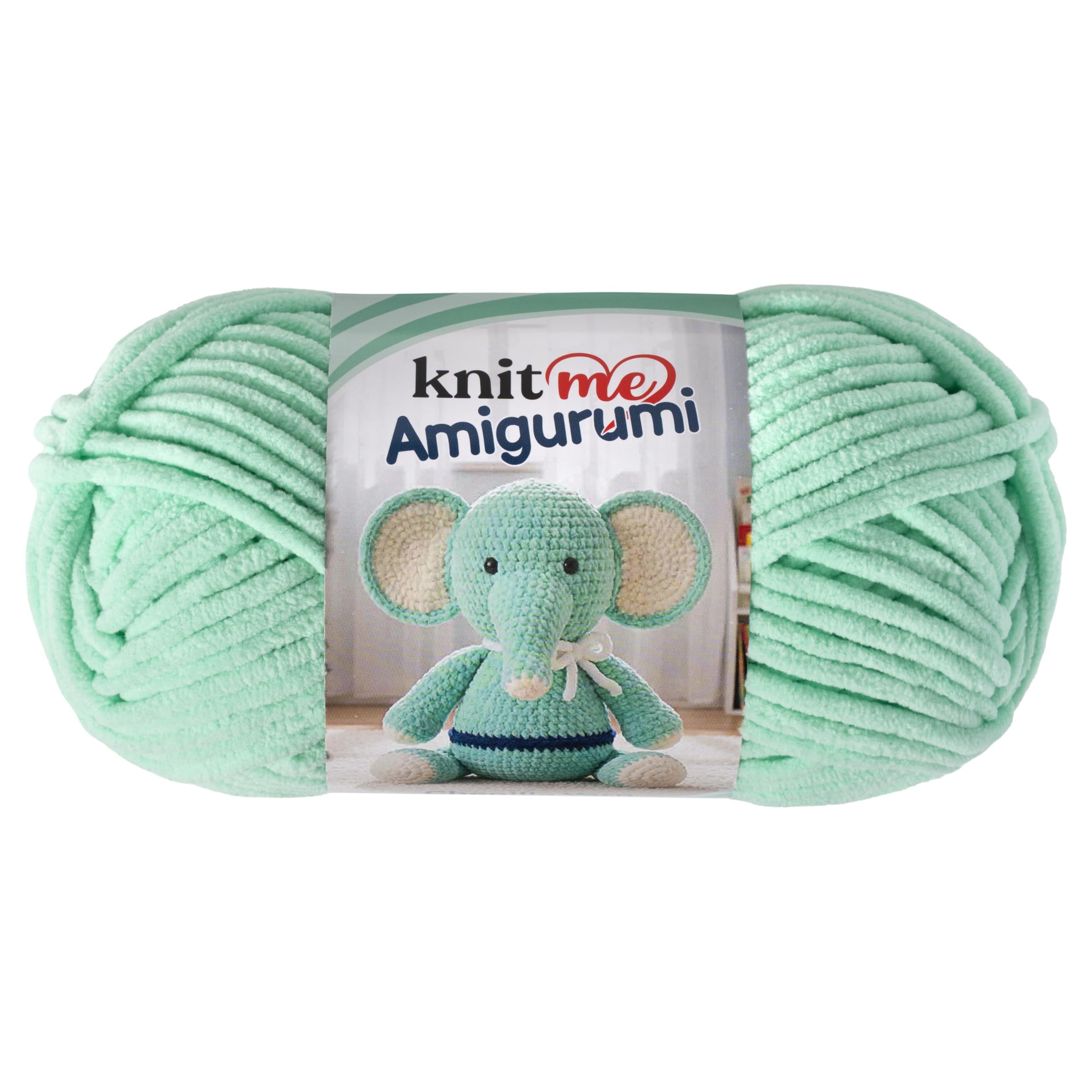 Knit Me Amigurumi Velvet Chenille Yarn, Chunky Yarn for Crochet, 50g/55m Super Soft Polyester for Teddies, Plush Toys and Blankets, EN71-3 and Oeko-Tex Certified, 5.5mm Hook (Mint)