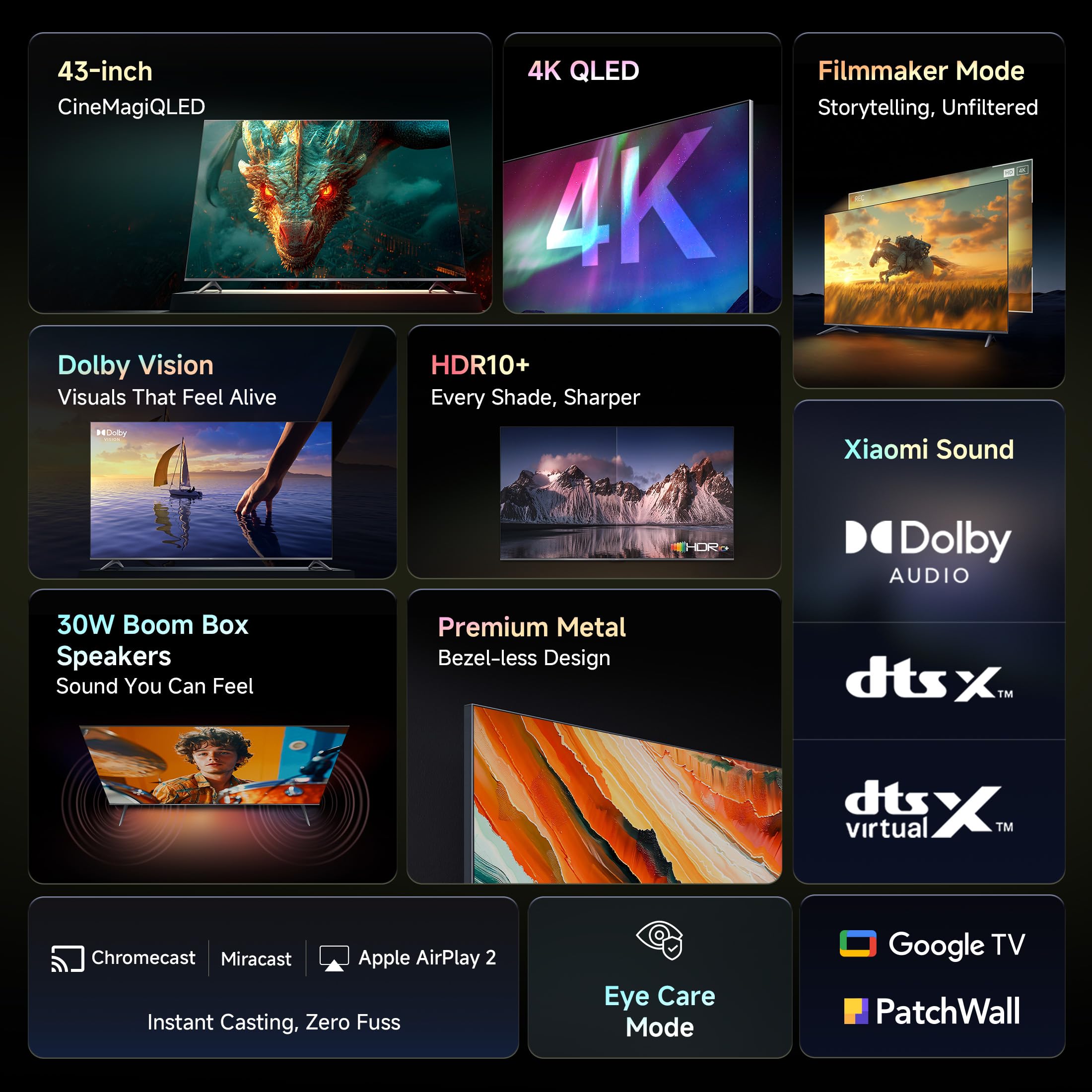 Xiaomi (108 cm) 43 inch X Pro 4K QLED | Dolby Vision & HDR10+| Filmmaker Mode|Gemini AI| TV | L43MB-APIN — Amazon image 2
