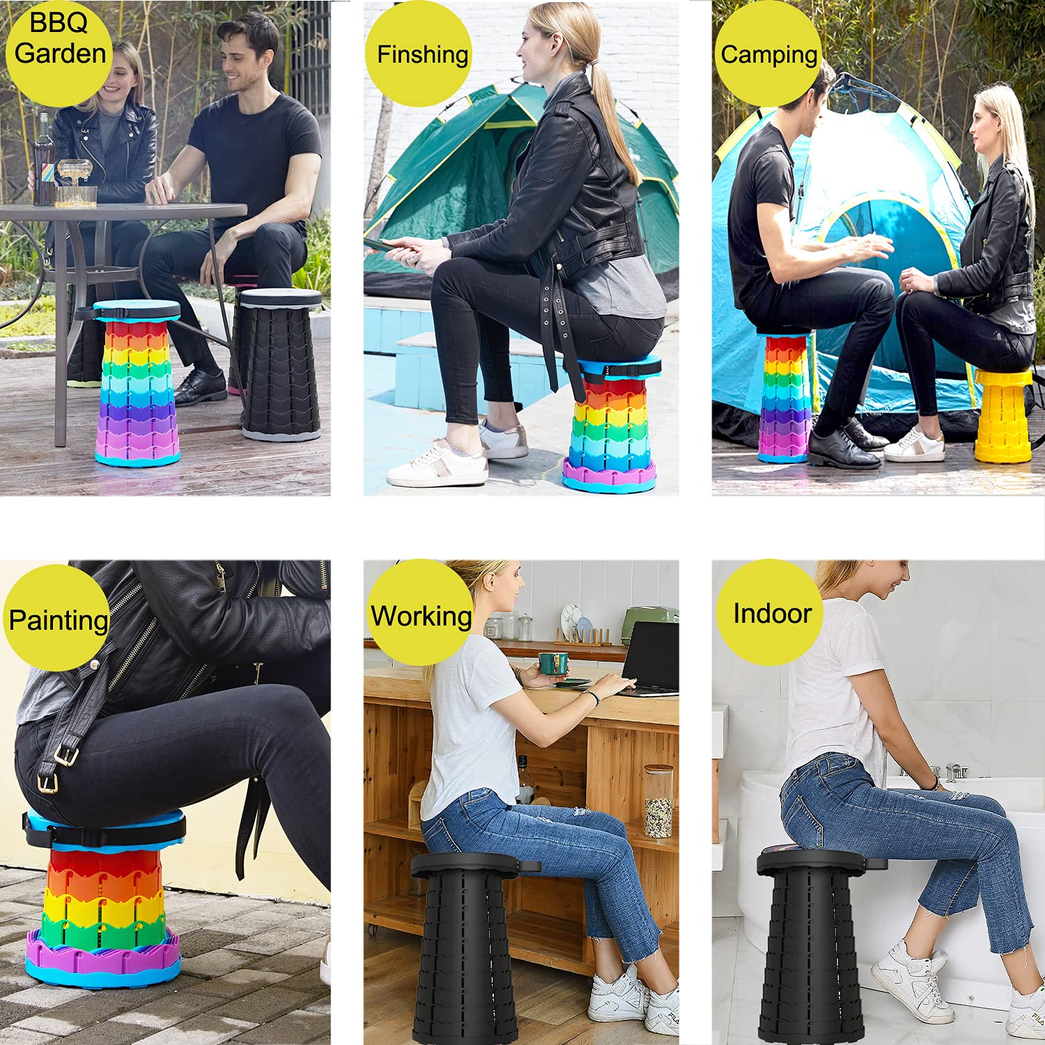 Goadafoo Portable Telescoping Stool Foldable Minimax Collapsible