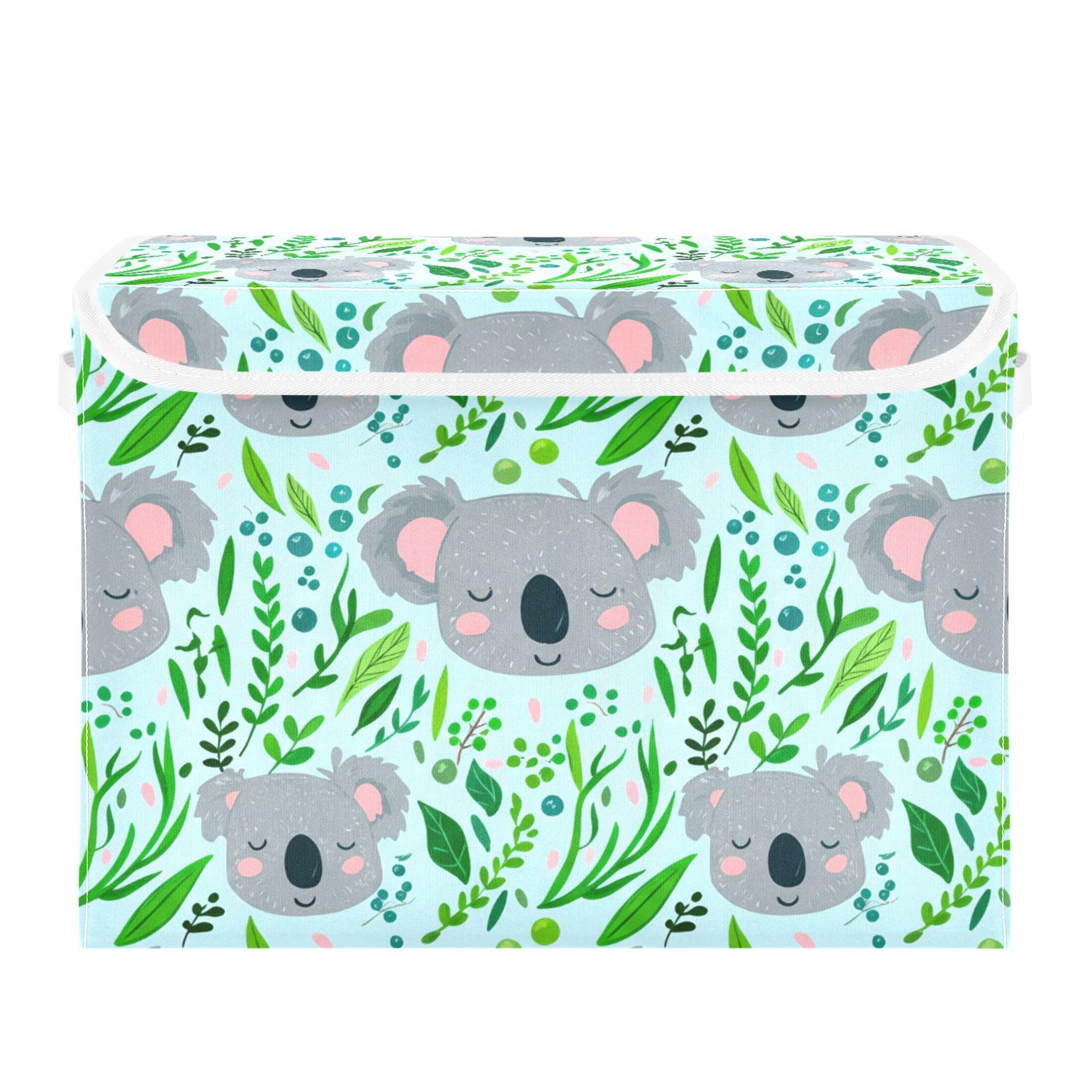 Sevdomey Cute Koala Storage Bins with Lids and Carrying Handle,Foldable Storage Boxes Organizer Containers Baskets Cube for Home Bedroom Closet Office Nursery