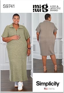 Simplicity Women's Collared Knit Dress Sewing Pattern Packet by Mimi G Style, Code S9740, Sizes 30W-32W-34W-36W-38W, Multicolor