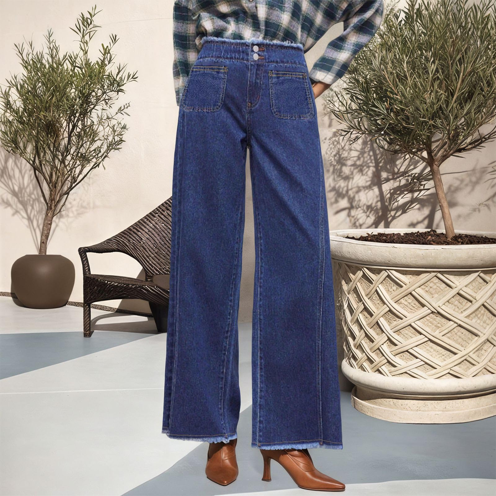 Stretch-Jeans für Damen mit mittelhohem Bund gerader Beinform für optimalen Ganzjahreskomfort