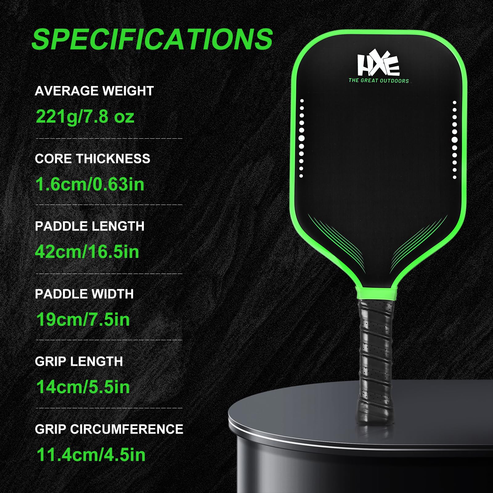 HXE Pickleball Paddles Set, T700 Carbon Fiber Pickle Ball Paddle with Strong Power and Spin, Thermoformed Lightweight Rackets with 16mm Polypropylene Honeycomb Core, Includes 3 Balls and 1 Eraser