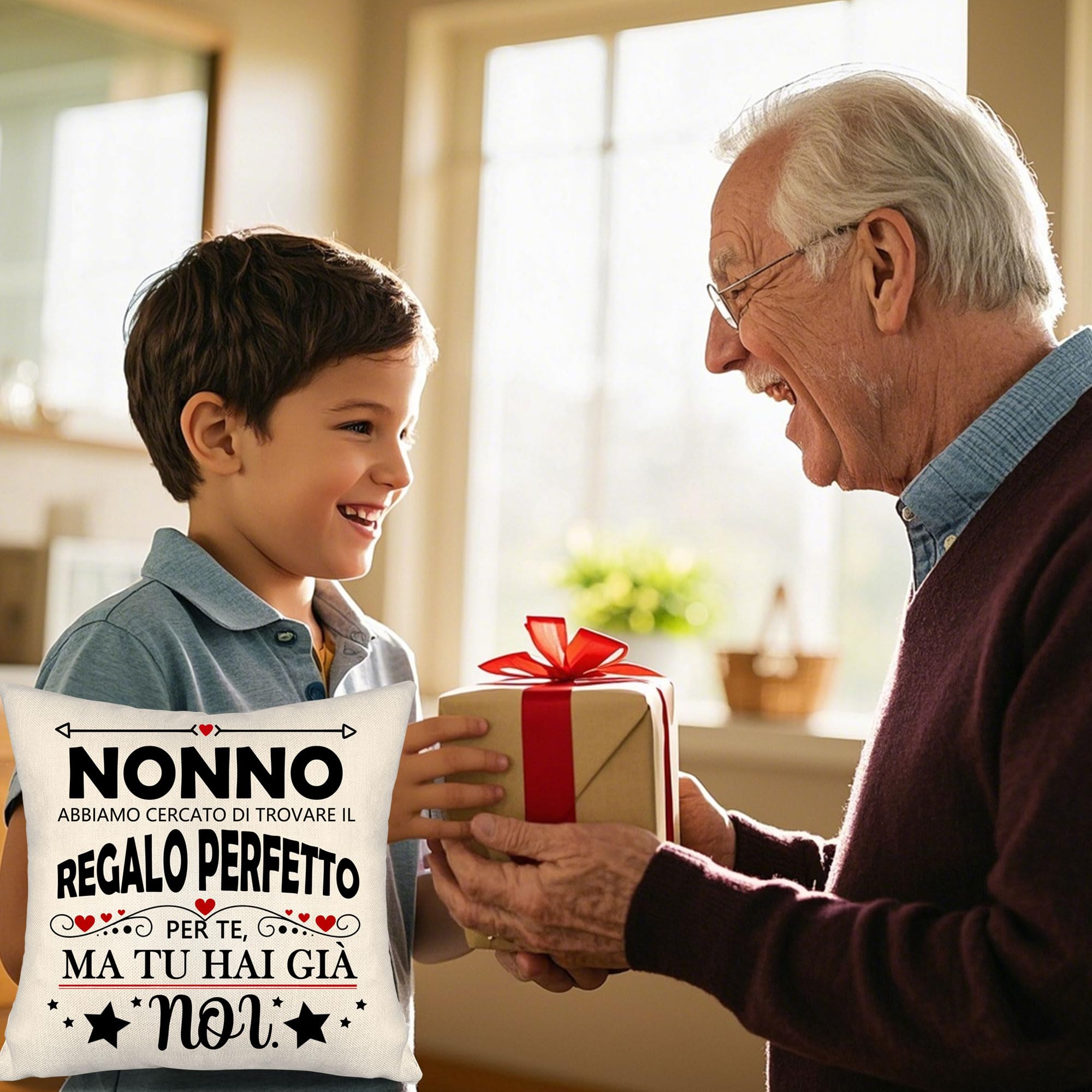 Aosumin Nonno abbiamo cercato di trovare il regalo perfetto per te ma tu hai già noi Copricuscini divertenti per il nonno Compleanno Festa del Papà Festa del Nonno Regalo di Natale(nonno-b)