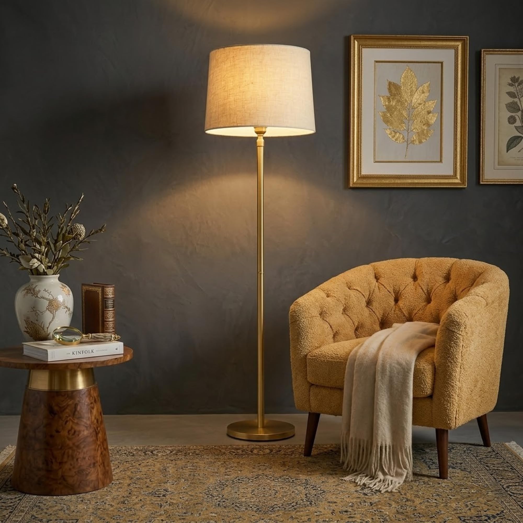 Modern Floor Lamp with Beige Linen Shade – Dimmable Standing Light for Living Room & Bedroom, Elegant Warm Ambient Glow Accent Lighting-picture-17