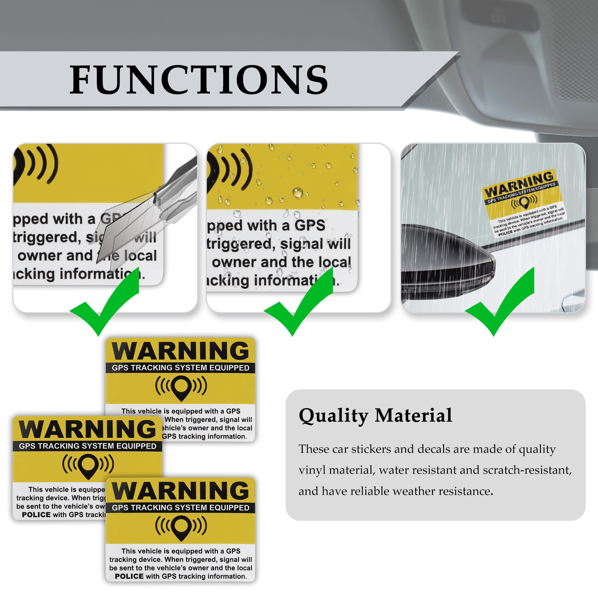 Omega Anti-Theft Car Alarm Systems 4Pcs Car Sticker Warning Caution GPS ...