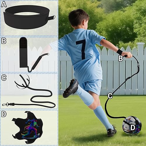 Miniatura 4 de READAEER Equipo de entrenamiento de fútbol para niños y adultos, cintura ajustable o cinturón de muñeca para práctica de patadas y pases, sin perder