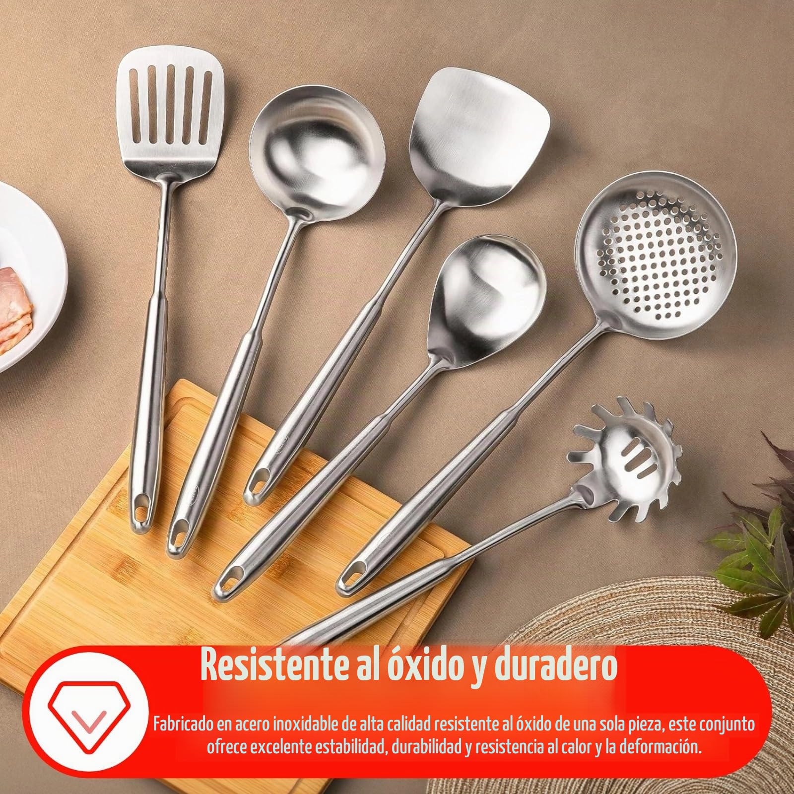 Juego de 6 utensilios de cocina de acero