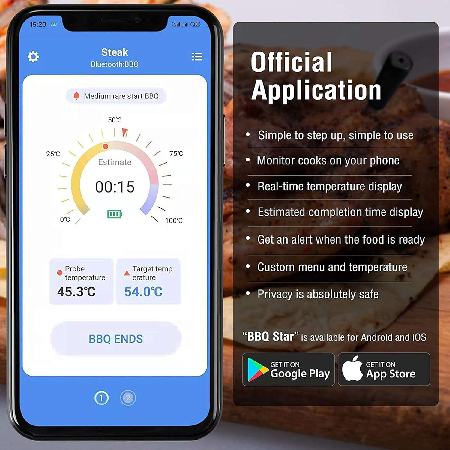 review Wireless Bluetooth Meat Thermometer | Bluetooth 5.2 | Magnetic Charging in case | Cooking aid Thermometer | Cooking and Grilling Tool | High Heat Thermometer