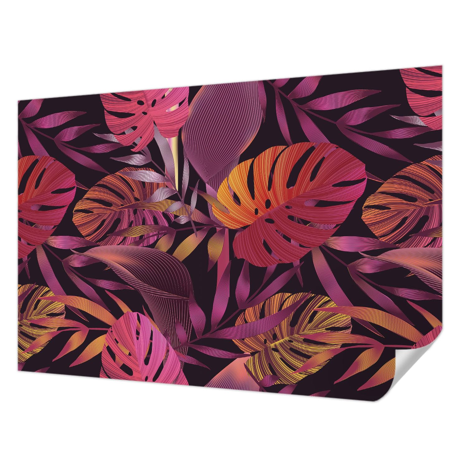 Décor mural adhésif feuilles exotiques Tulup 152x104 cm pour salon