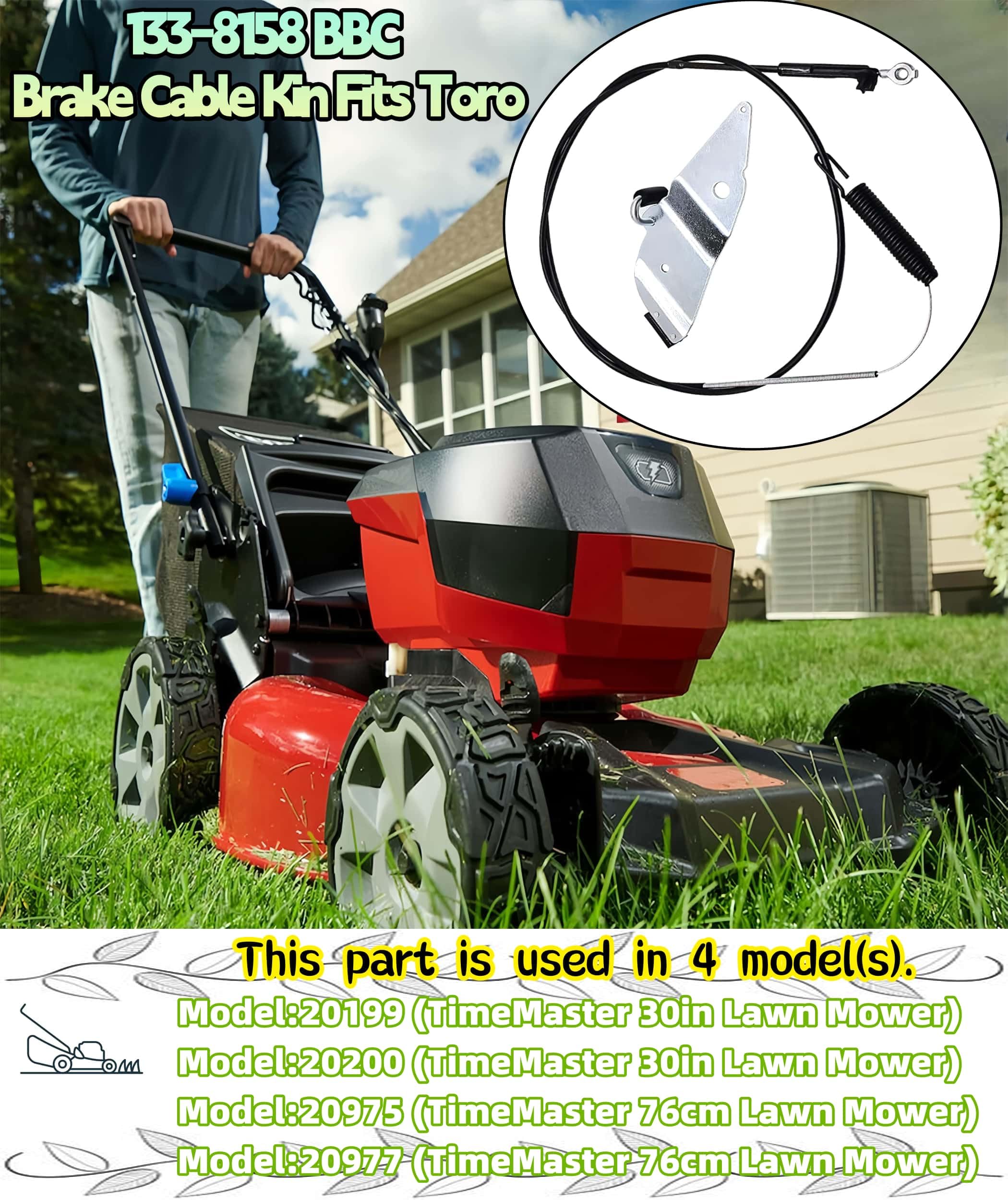 133-8158 Zestaw kabli hamulcowych Timemater do Toro 20199, 20200, 20975, 20977, Wymień Toro 120-6243