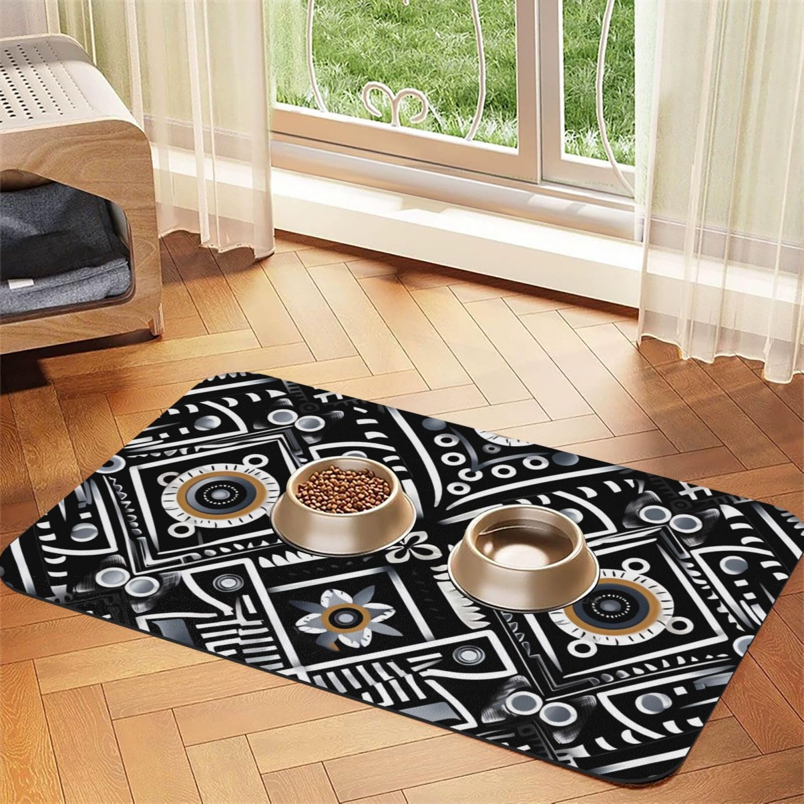 Tapis pour gamelle d'eau et de nourriture imperméable et ultra absorbant