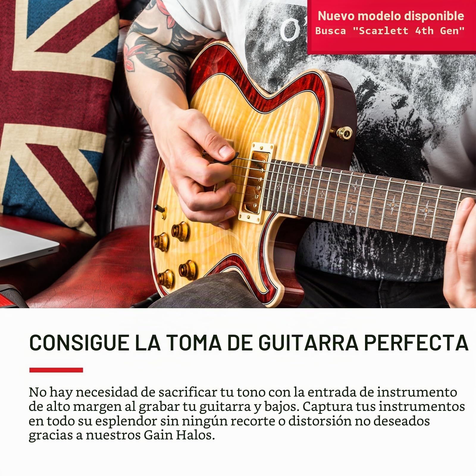 Interfaz de audio USB Scarlett Solo 3.ª gen. de Focusrite para guitarristas, cantantes y productores, con todo el software necesario para grabar y componer y un sonido de estudio