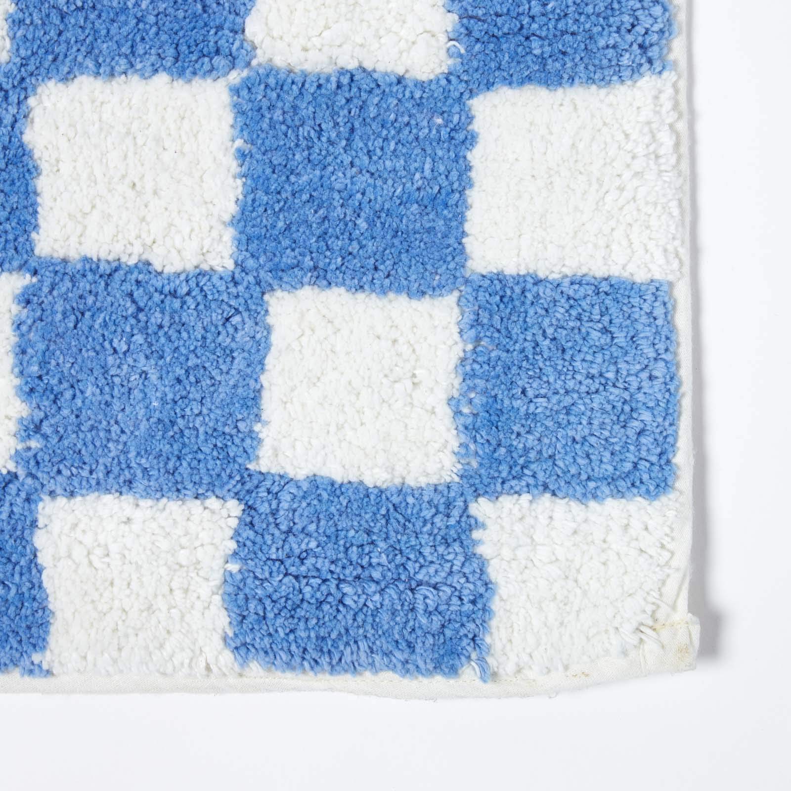 Homescapes Set Tappeti Bagno 2 Pezzi: Morbido Cotone Quadri, Antiscivolo E Lavabili (Blu)