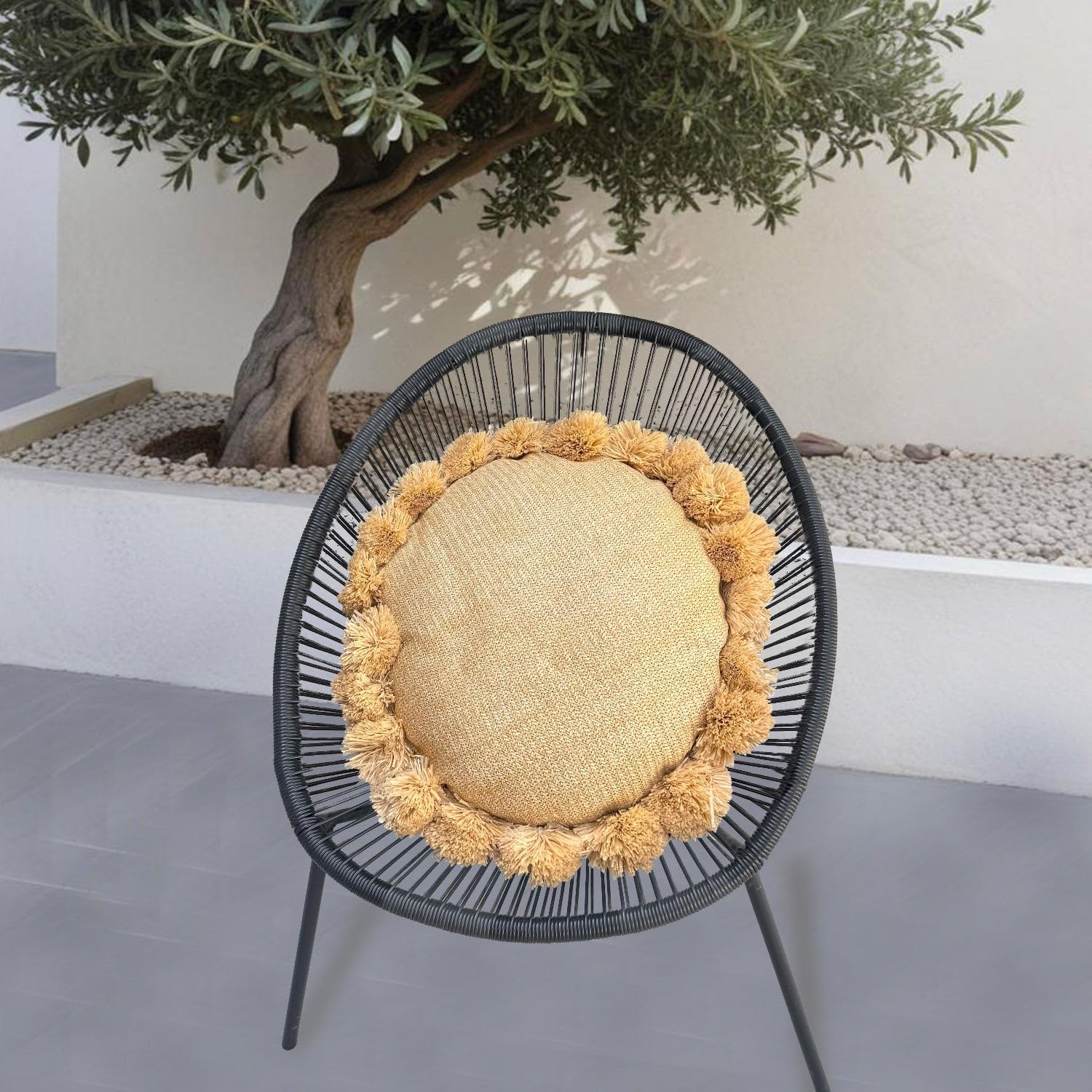 Coussin Effet Raphia - Forme Soleil - 50x15cm - Déco Arts
