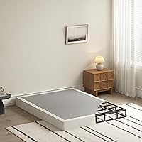 Vista 4 de Somier de 7 pulgadas para bases de cama matrimoniales, base de colchón de metal resistente con cubierta de tela, solo somier completo de perfil