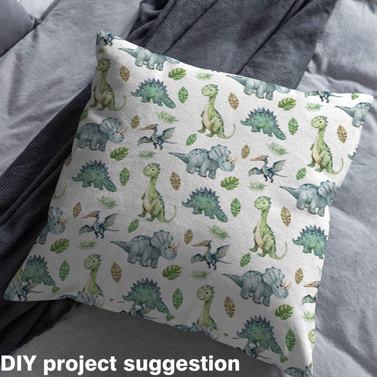 Cute Dinosaur Outdoor Fabric by The Yard,Cartoon Wild Animals for Women Adults Craft Lover,Kids Dino Green Leaves Upholstery Fabric for Quilting Sewing Supplies,2 Yards,72" L x 59" W
