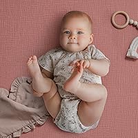 Vista 3 de Blissful Diary Sábanas de Muselina para Mini Cuna, Sábanas Ajustables de Colchón para Corralito Pack N Play, Algodón Suave para Niños y Niñas