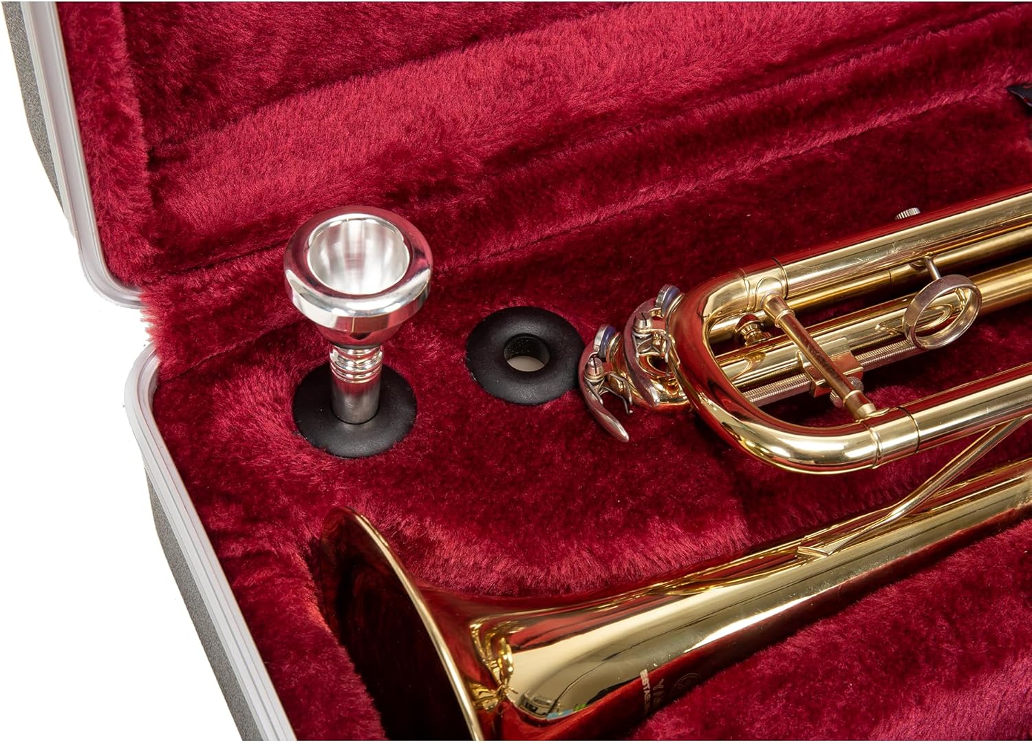 Crossrock ABS Trumpet Case for Bb Horn | Textured Black Finish with Deep Blue Velvet Interior, Security Lock, Metal Feet & Detachable Strap