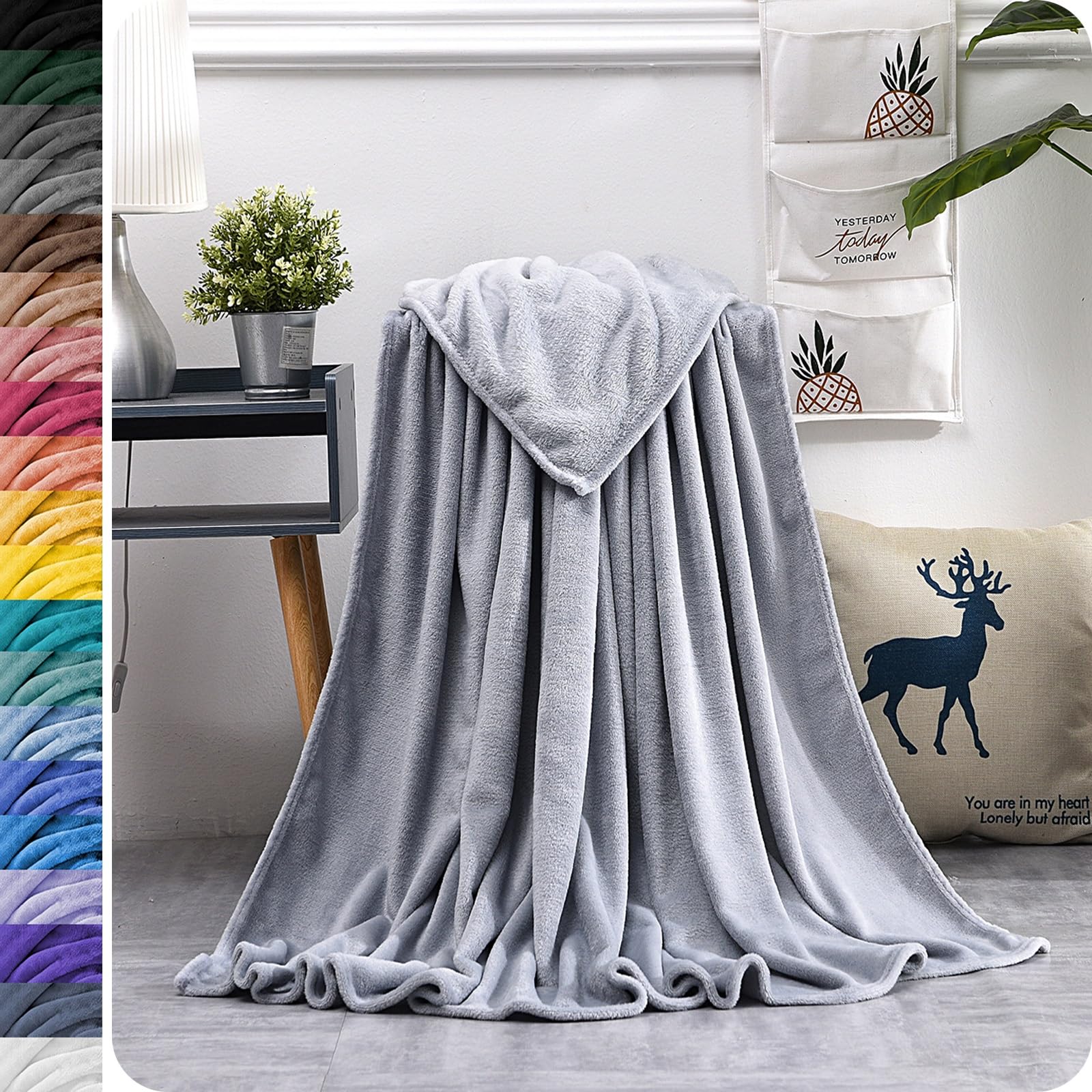 Couette lestée en fausse cachemire gris clair 150 x 350 cm de relaxation