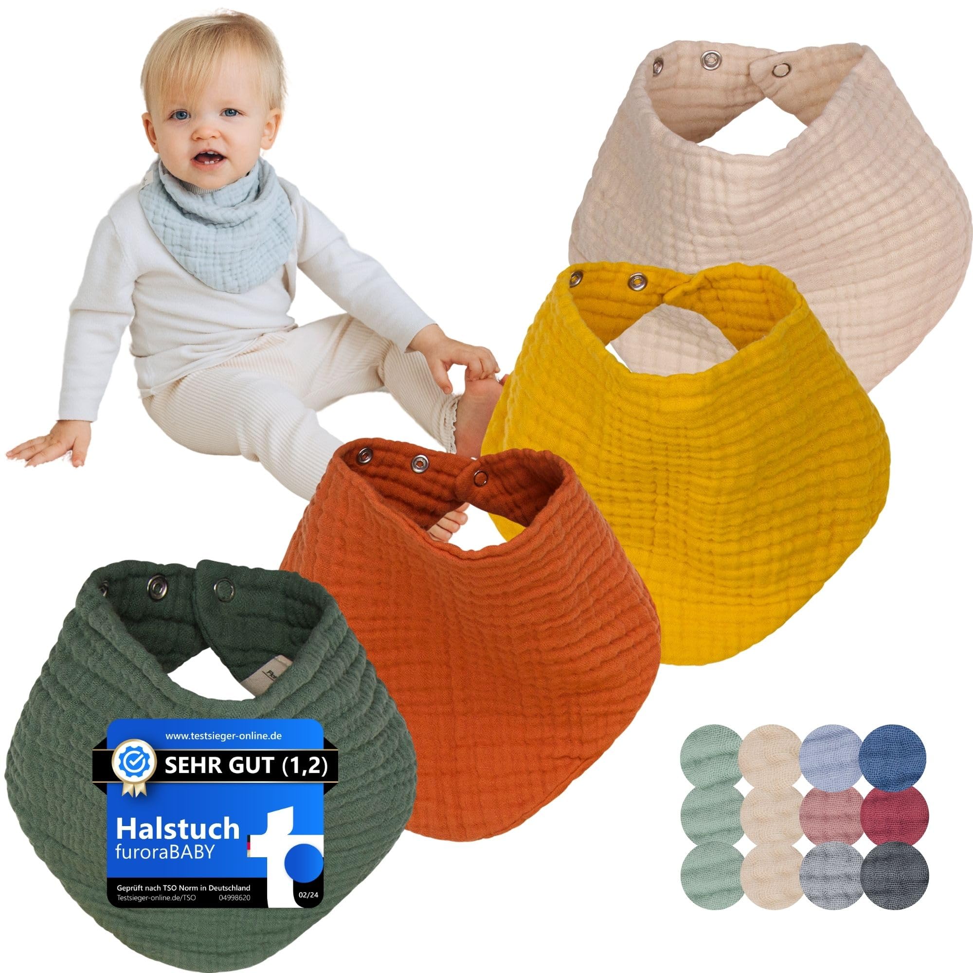 Baberos Bebe Recien Nacido (muy suave) muselina algodón orgánico ecologico GOTS + OEKO Tex 100 | absorbente y transpirable | Babero Bandana Bebe triangulares elegantes, bebe accesorios