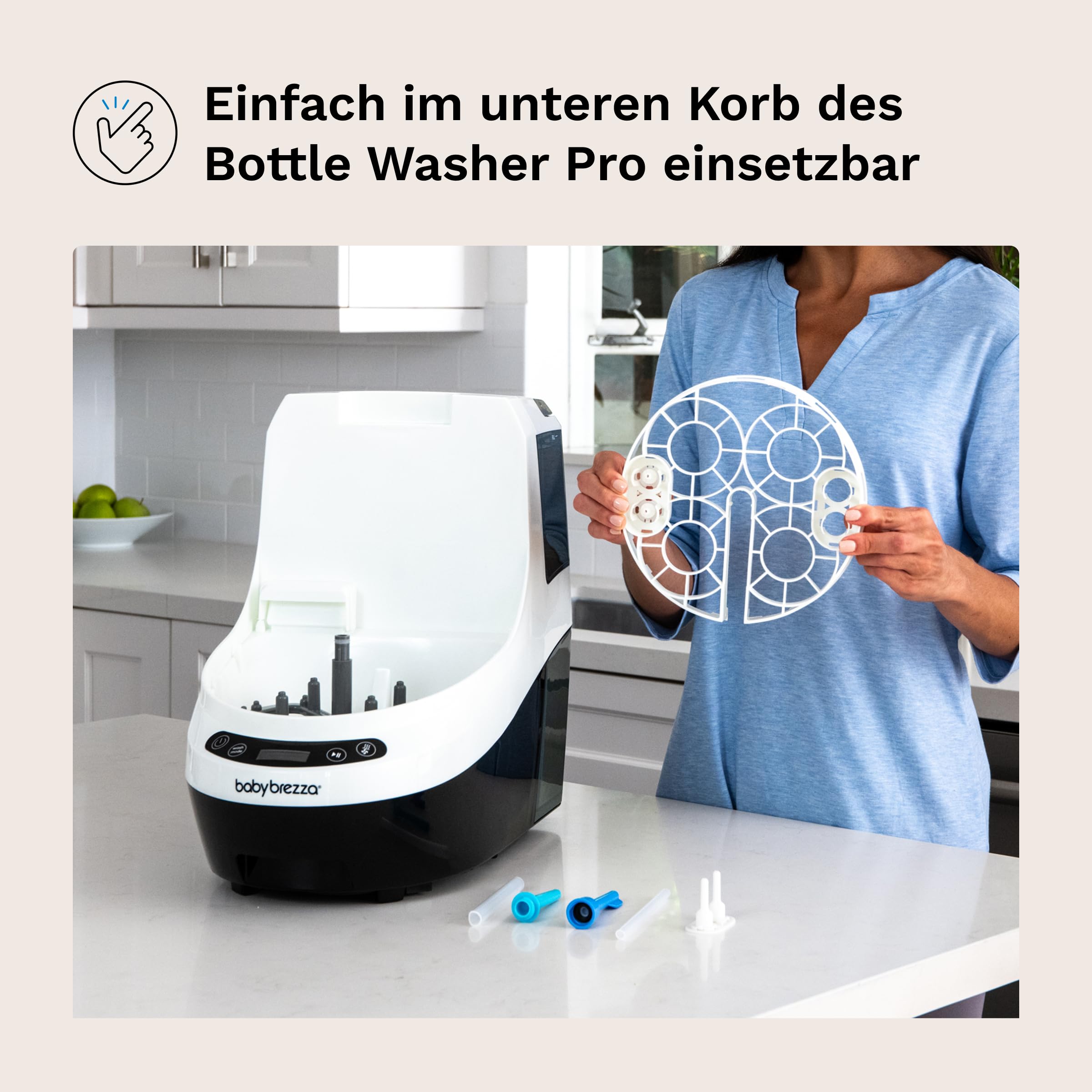 Baby Brezza Bottle Washer Pro Classic mit Strohhalm-Einsatz, classic | Automatisches Waschen, Sterilisieren, Trocknen, Strohhalm-Einsatz, Babyflaschen, Trinkflaschen, Schnuller, BPA-frei