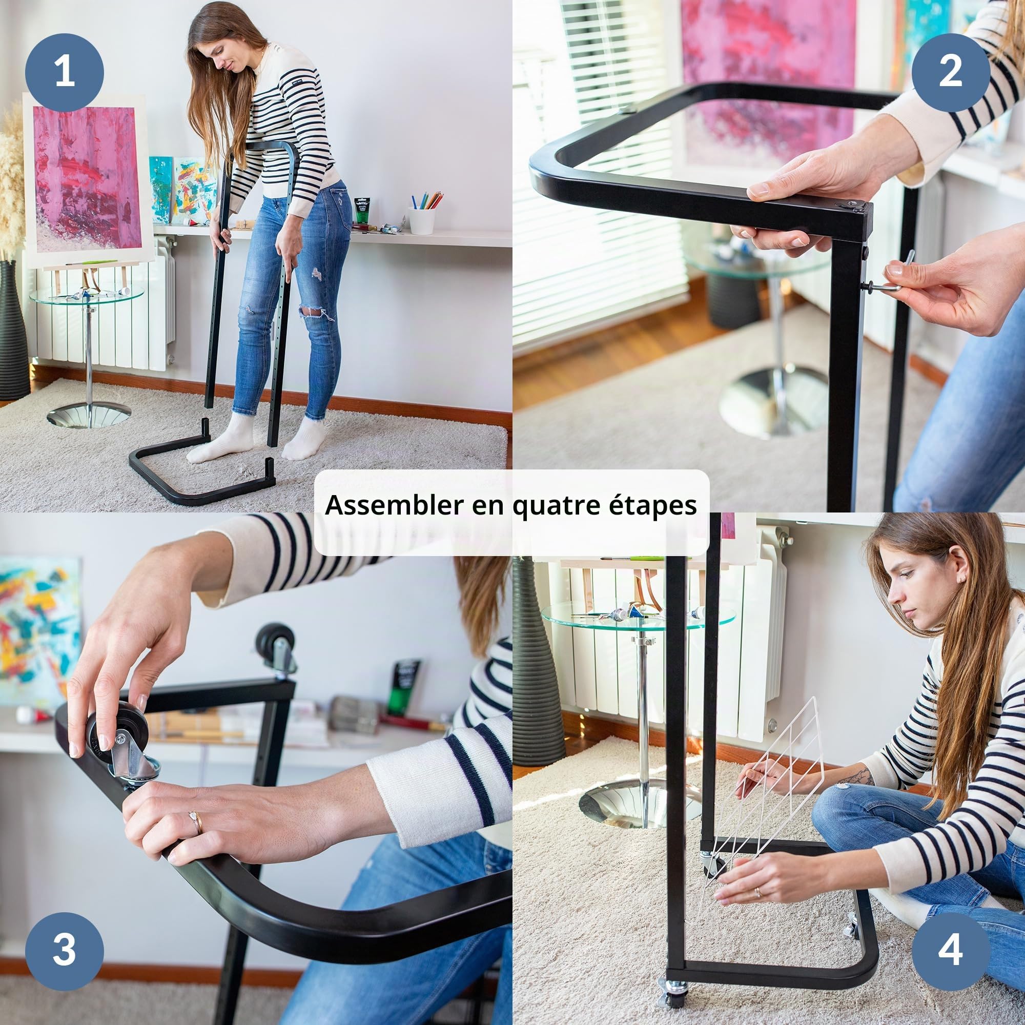 ODOXIA Support De Séchage d'art pour La Salle De Classe | Garde Art Propre | Séchoir À Toile | Rangement Toiles De Séchage | avec roulettes | Étagères Amovibles Art Drying Rack White (Big)