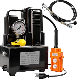 Electric Hydraulic Pump 10,000 PSI, 750W, 110V, 0.8 US Gal Capacity, 6.5 ft Oil Pipe, Single Acting Solenoid Valve, Hydraulic Driven Pump Power with Handheld Switch for Punching/Bending/Jack