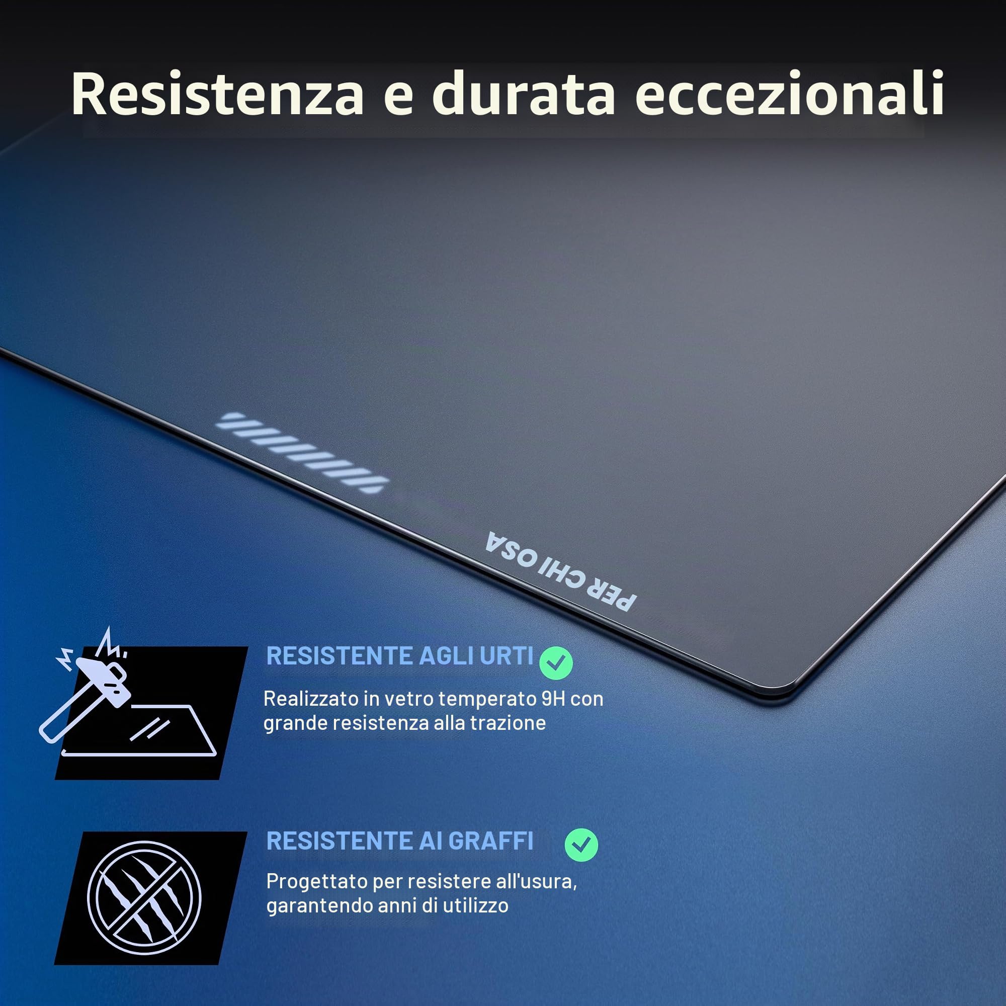 ASUS ROG NH04 ROG Moonstone ACE Tappetino per mouse da gioco, 50 x 40 x 0,4 cm, di grandi dimensioni, superficie ultra liscia, vetro temperato, giochi Esports e FPS, nero
