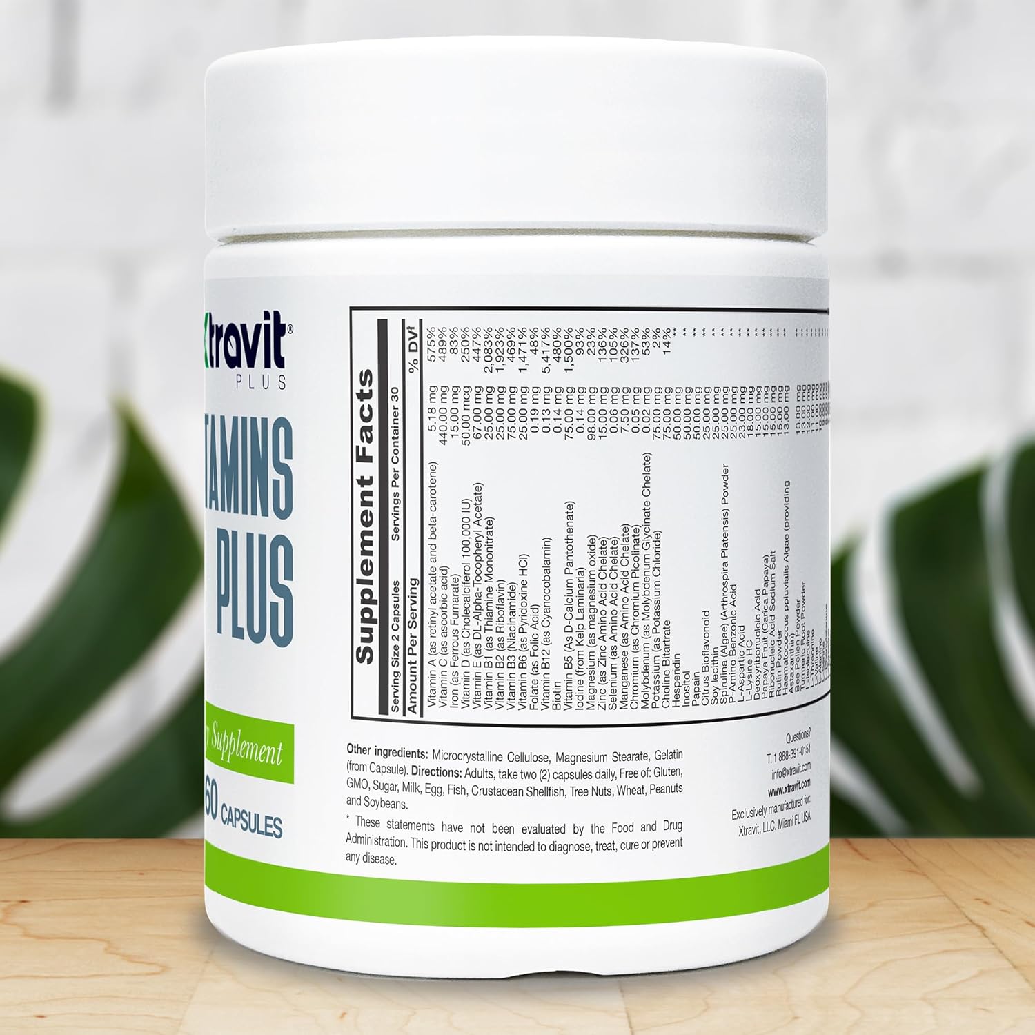 Vitamins Plus Supplement - Natural Daily Men’s & Women’s Multivitamin with Iron, Minerals, Digestive Enzymes, & Antioxidants for Energy, Brain, & Digestive Support - No Fillers, 60 Capsules - Image 2