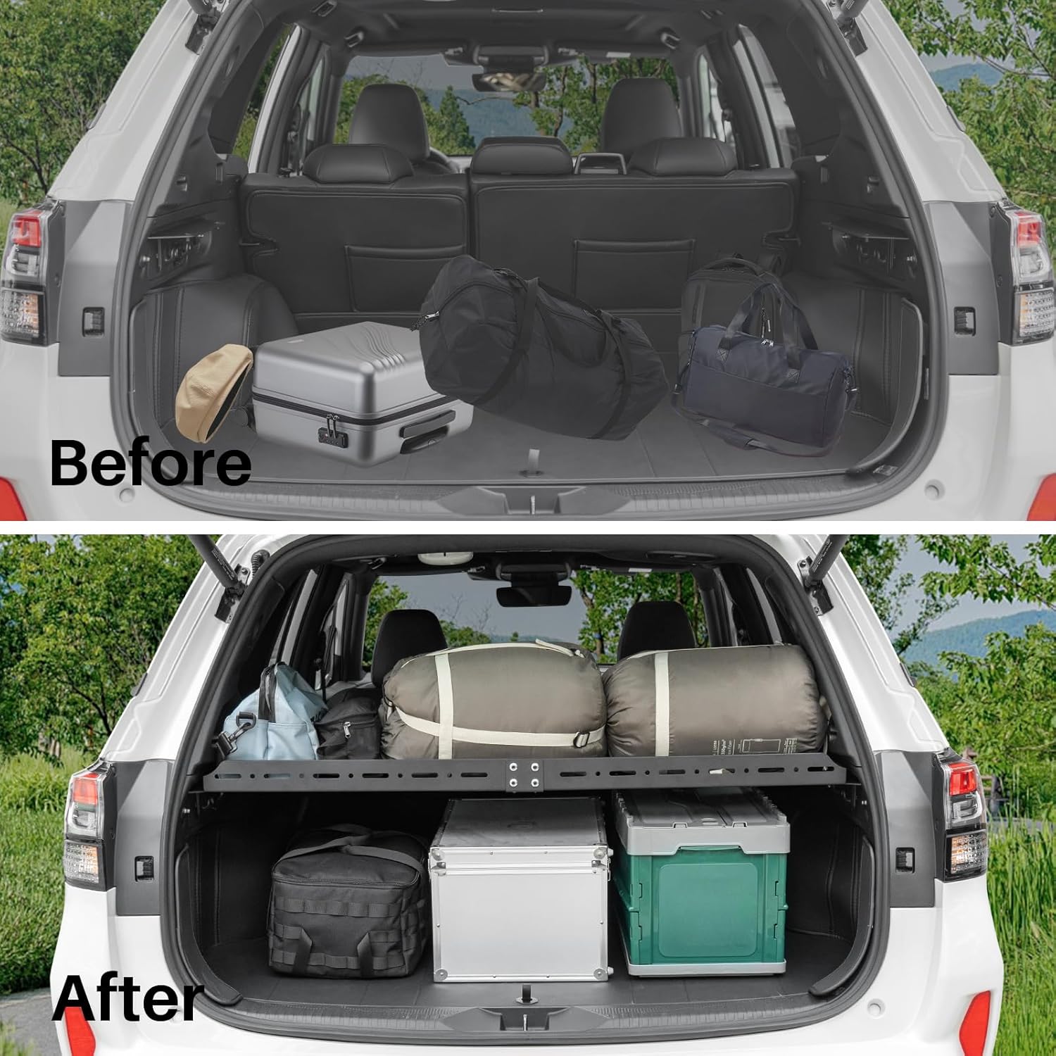 Rear Trunk Cargo Rack – Rear Trunk Cargo Rack Tray Luggage Basket for Subaru Forester Accessories 2025 2026, Car Trunk Organizer with Heavy-Duty 200 LB Capacity