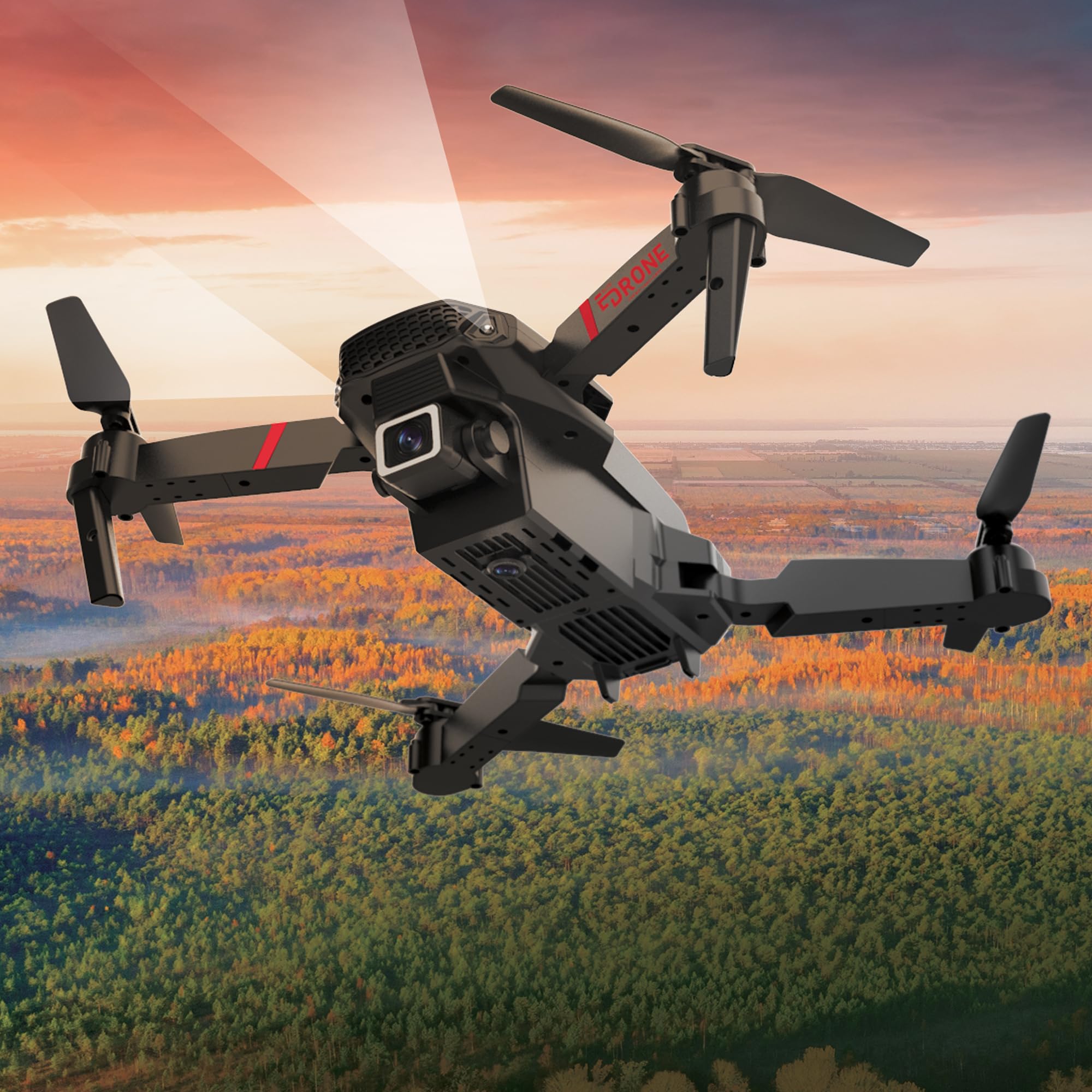 TURBO CHALLENGE - Elite Drone MKX - Drone - 400318 - Dispositivo Volante - Nero - 2 Batterie Ricaricabili incluse - Plastica - Regalo - Compleanno - Luminoso - Video - A partire da 8 anni