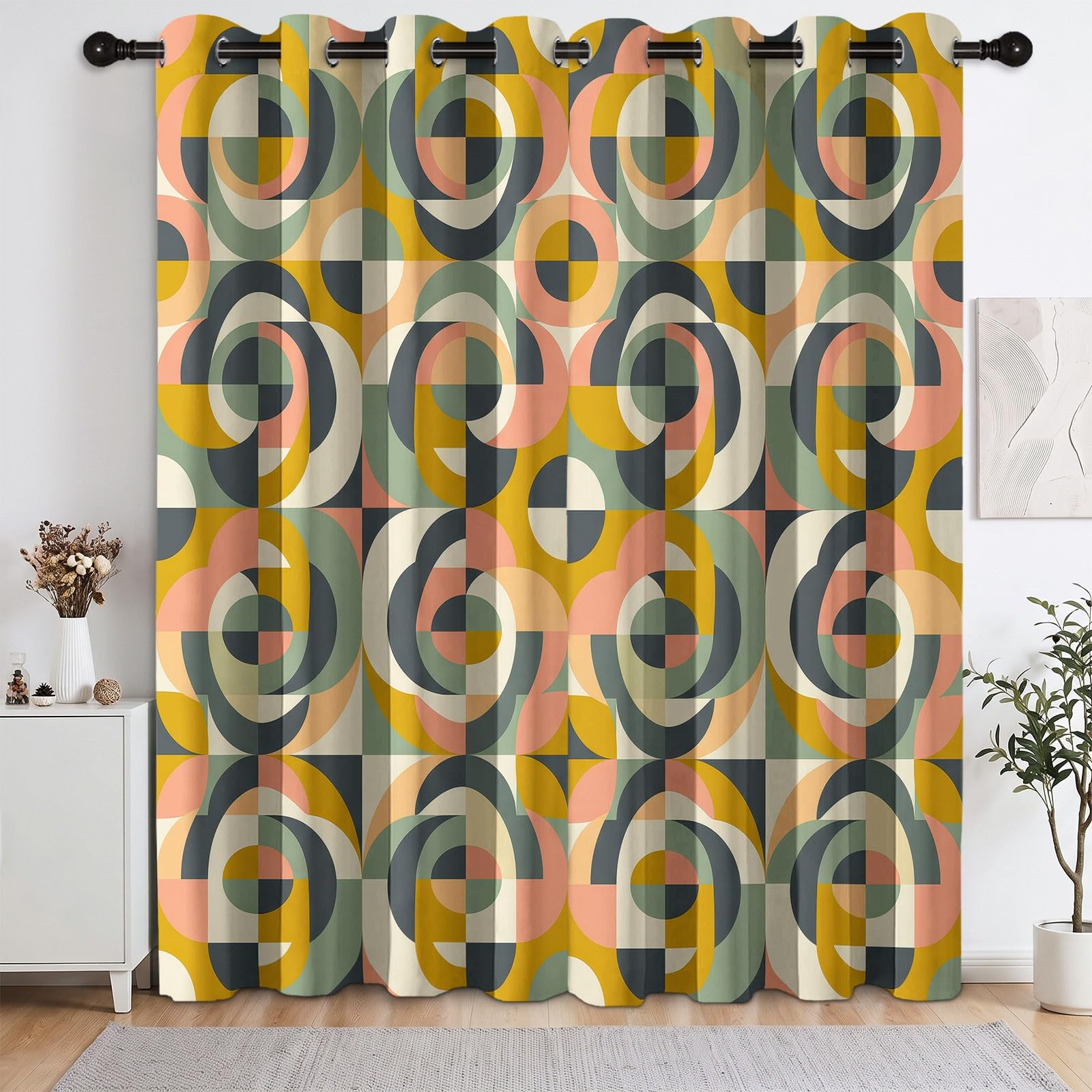 Mid-Century nowoczesne zasłony nieprzejrzyste wys. 160 x szer. 140 cm