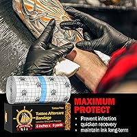 Vista 3 de AZEN Vendaje de cuidado posterior para tatuajes, 6 x 8 yardas, cinta impermeable para cubrir la segunda piel, envoltura curativa, suministros