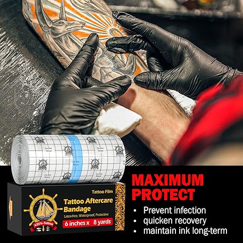 Miniatura 10 de Vendaje de cuidado posterior del tatuaje, 8 "x 10 yardas, vendaje impermeable para tatuajes, cinta de cobertura de tatuaje de segunda piel,