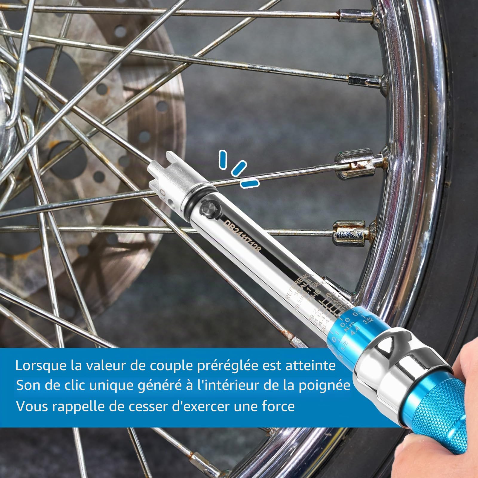 Clé dynamométrique pour rayons de moto, 2-10Nm, clé à roue avec boîte de rangement, outil de serrage et réparation de rayons 5,0-6,8 mm pour moto tout-terrain
