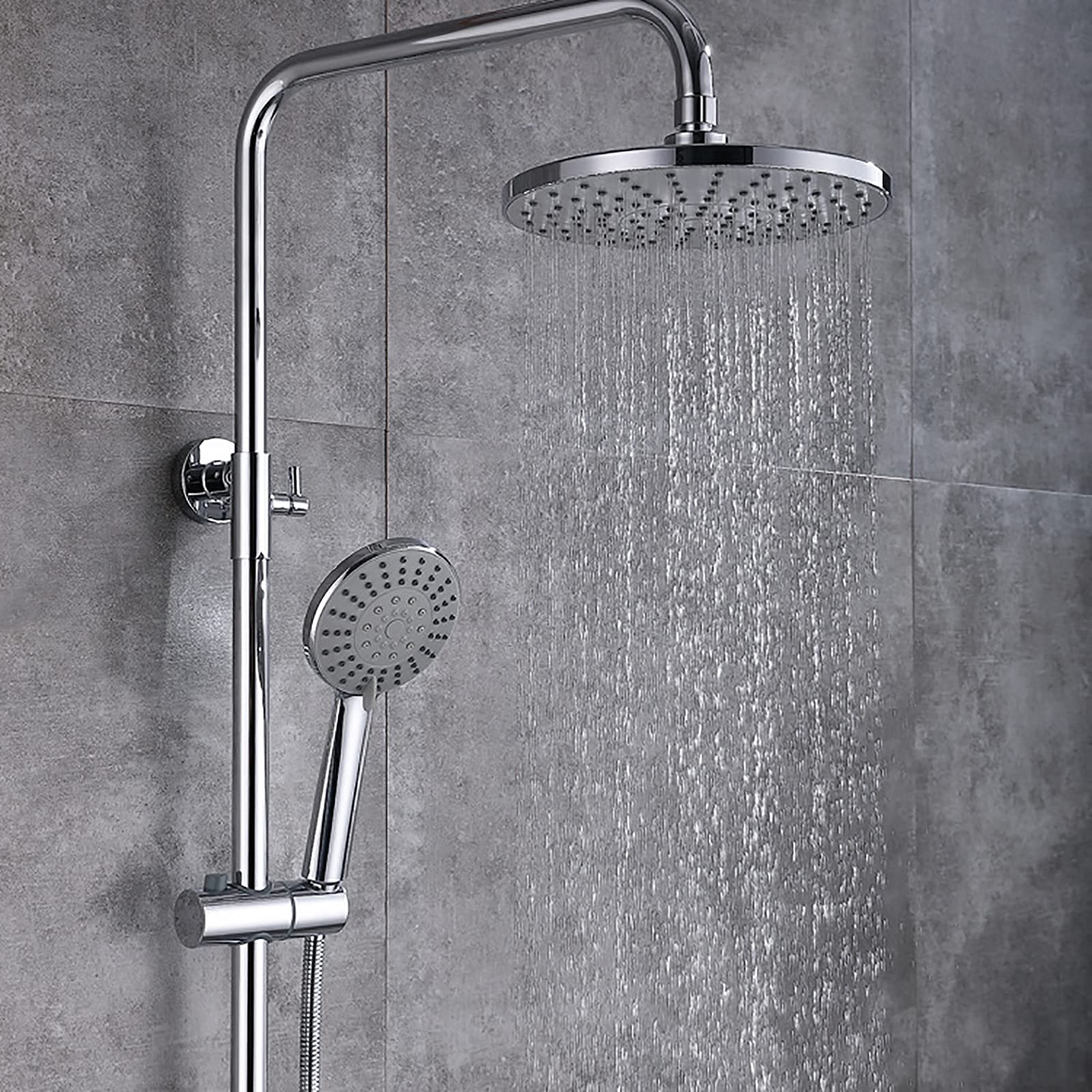 Sistema doccia con beccuccio per vasca da bagno, miscelatore a pioggia, set combinato con soffione doccia a pioggia, set combinato con set combinato portatile, doccetta per bidet (cromato)