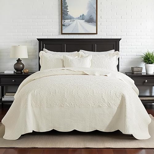 Miniatura 27 de HoneiLife Colchas de tamaño Queen de gran tamaño de 110 x 106 pulgadas, juego de ropa de cama tamaño Queen de 3 piezas, cubrecamas reversibles,