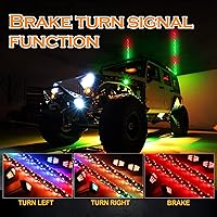 Vista 3 de 2 látigos LED en espiral de 360 de 3 pies, 4 vainas, 210 luces de roca de gran angular, aplicación y control remoto, modo de música, intermitente