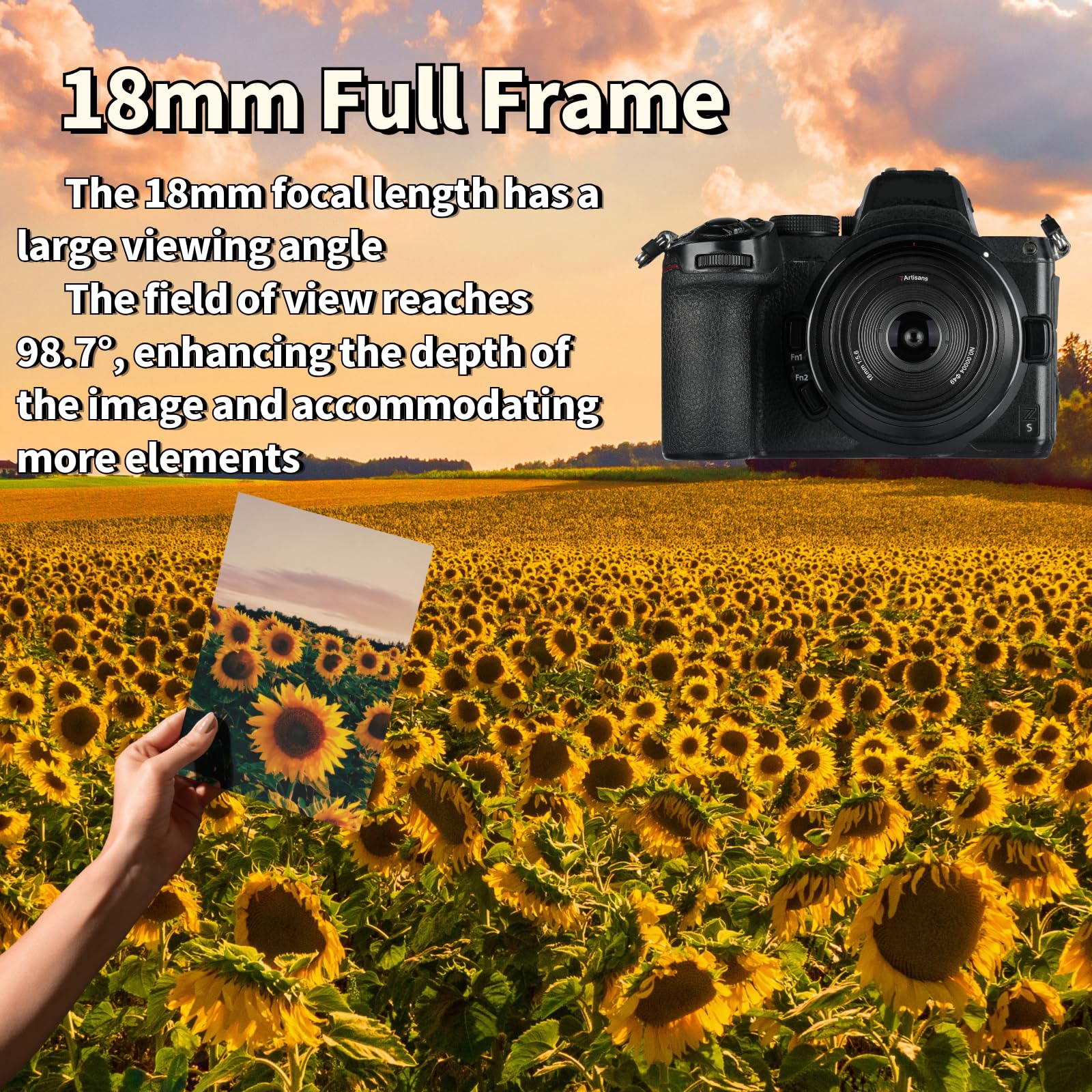 7Artisans Obiettivo F5.6 E da 18 mm, ultra fine, full frame, messa a fuoco manuale, ampia apertura, obiettivo a distanza focale fissa, compatibile con filtri da 49 mm, Sony A7III, A9, NEX 3, 7, A6100,