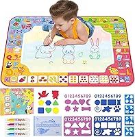 Diteryy Water Doodle Mat 32x24 Inch Mess-Free Magic Drawing Pad for Kids 3-8 | Reusable Educational Water Painting Toy