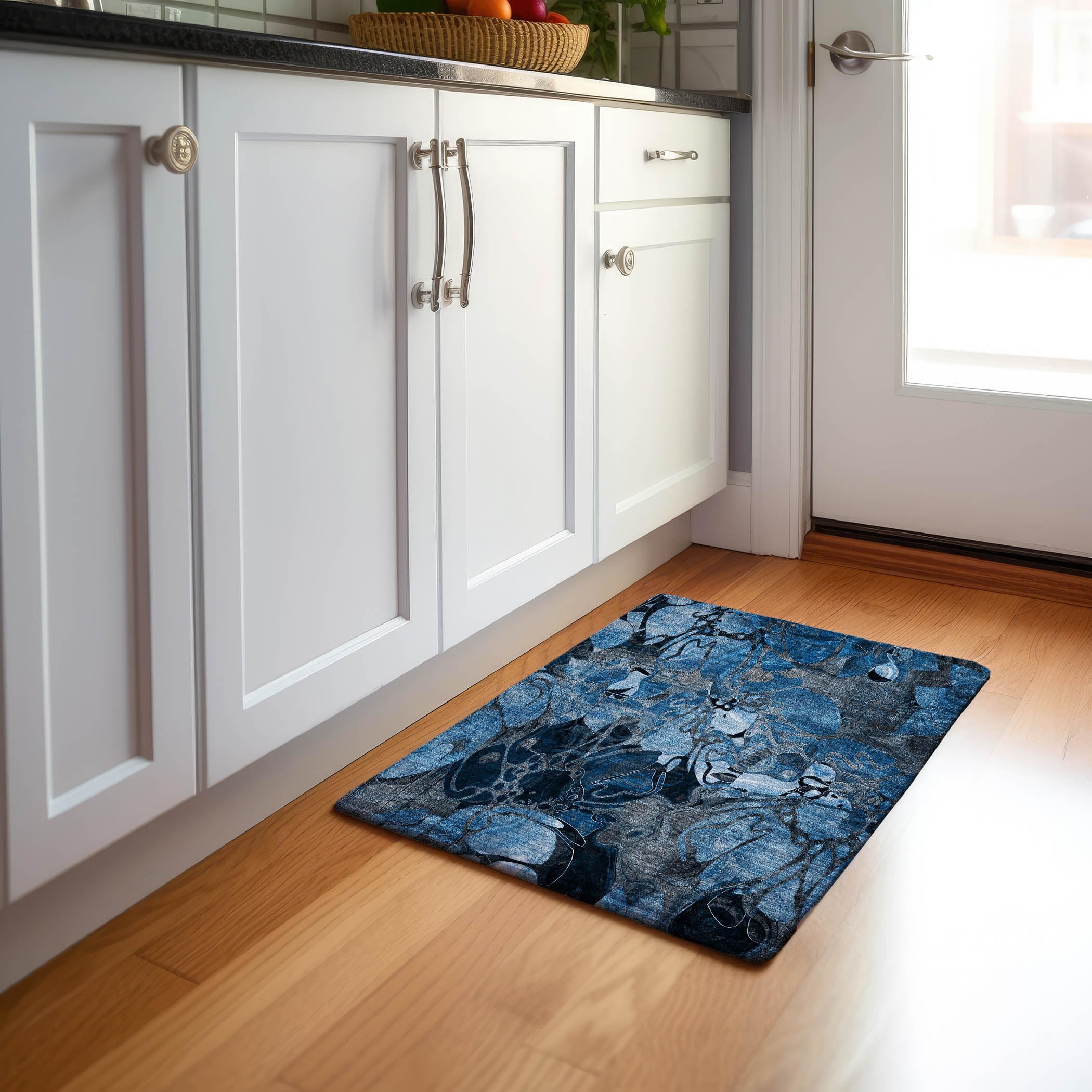 Addison Rugs Mayfield AMF558 Blue 1'8" x 2'6" Indoor Premium Machine Washable Rug, Silky Soft, Easy Clean, Non Shedding, Bedroom, Living Room, Dining