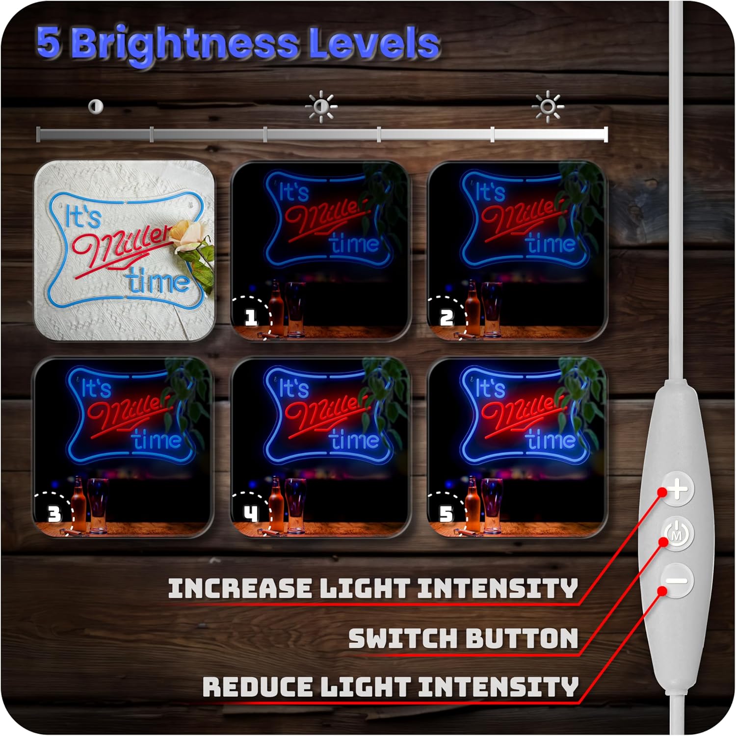 Bar Neon Signs for Wall Decor Dimmable Beer Led Neon Light Signs for Man Cave Home Party Pub Shop Beer Club Bedroom Neon Bar Sign Wall Art Decor - Image 3