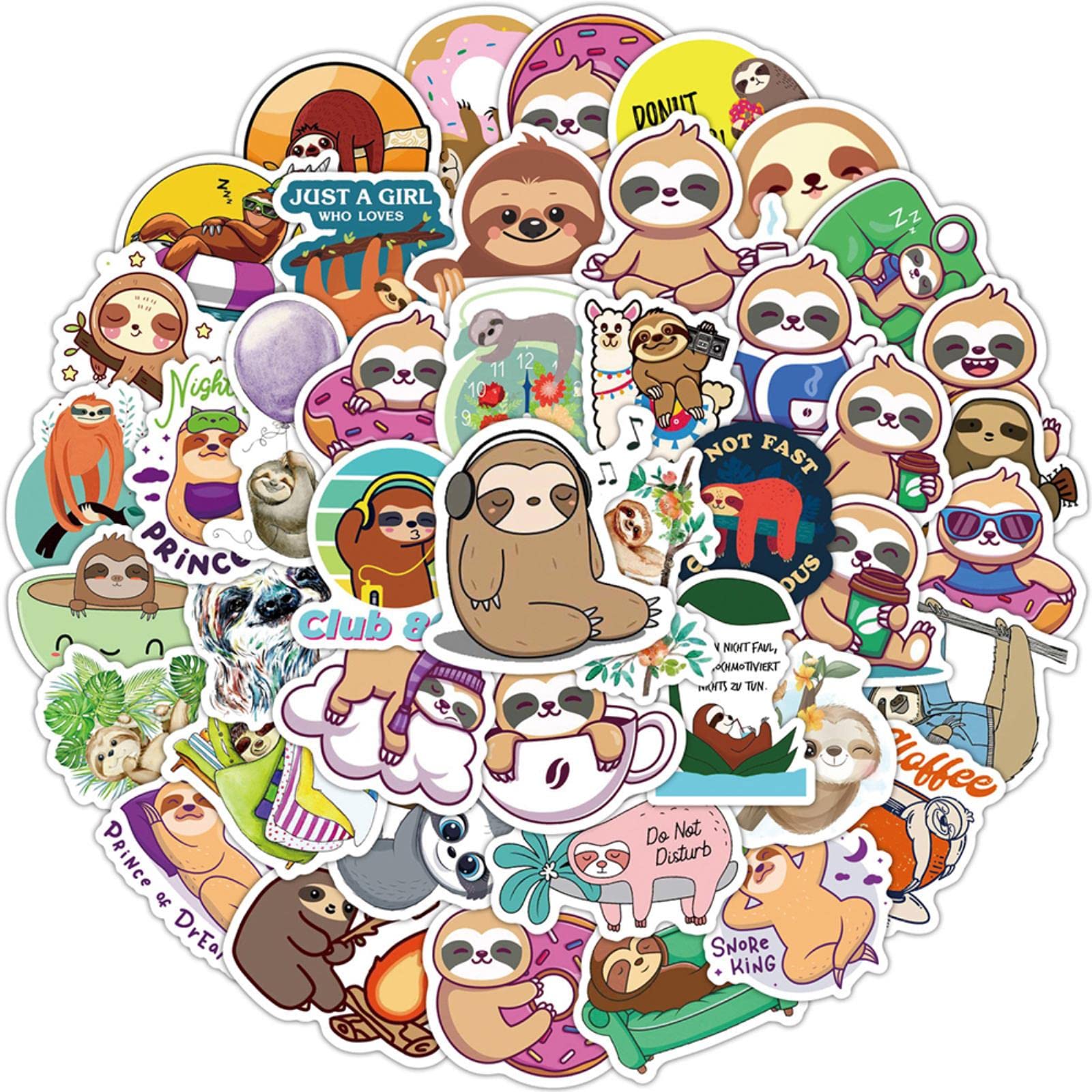 Simpatici adesivi per ricci, 50 adesivi impermeabili con animali Kawaii, per laptop, bagagli, bottiglia d'acqua, skateboard, chitarra, valigia, auto