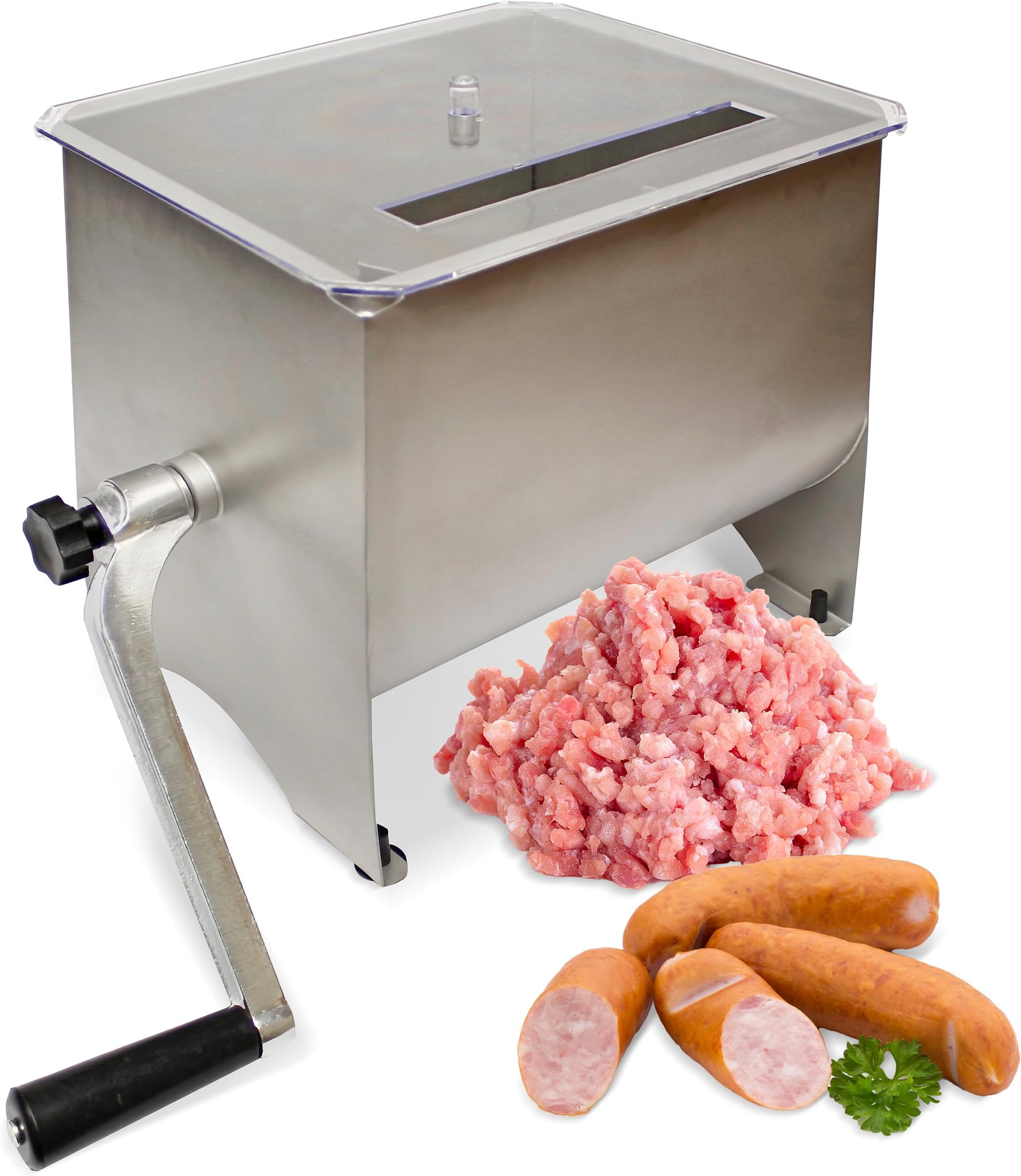 7Penn Manual Meat Mixer – 20 lb Sausage Mixer Machine Meat Processing Equipment, Ground Beef Hand Mixer with Lid