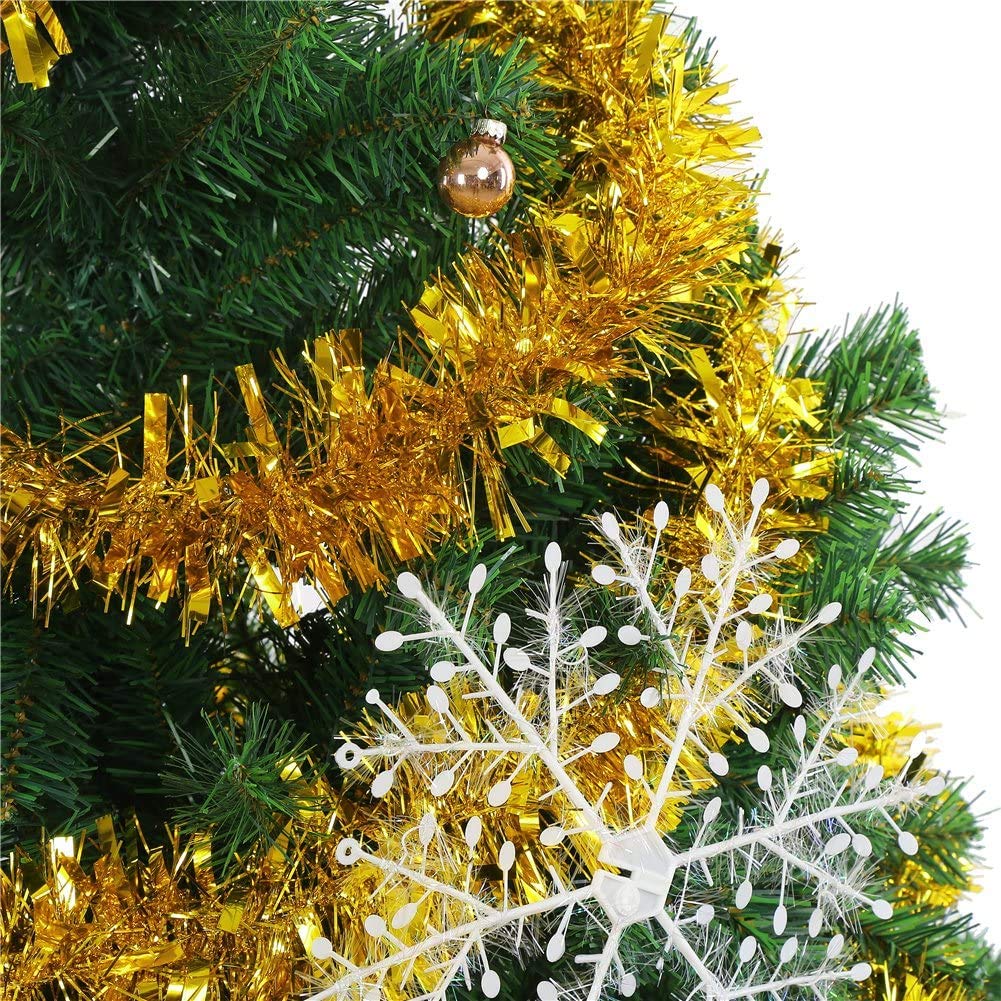 Guirnalda de espumillón para Navidad, Guirnalda de oropel navideña, oropel Grueso de 32,8 pies(Gold Tinsel)