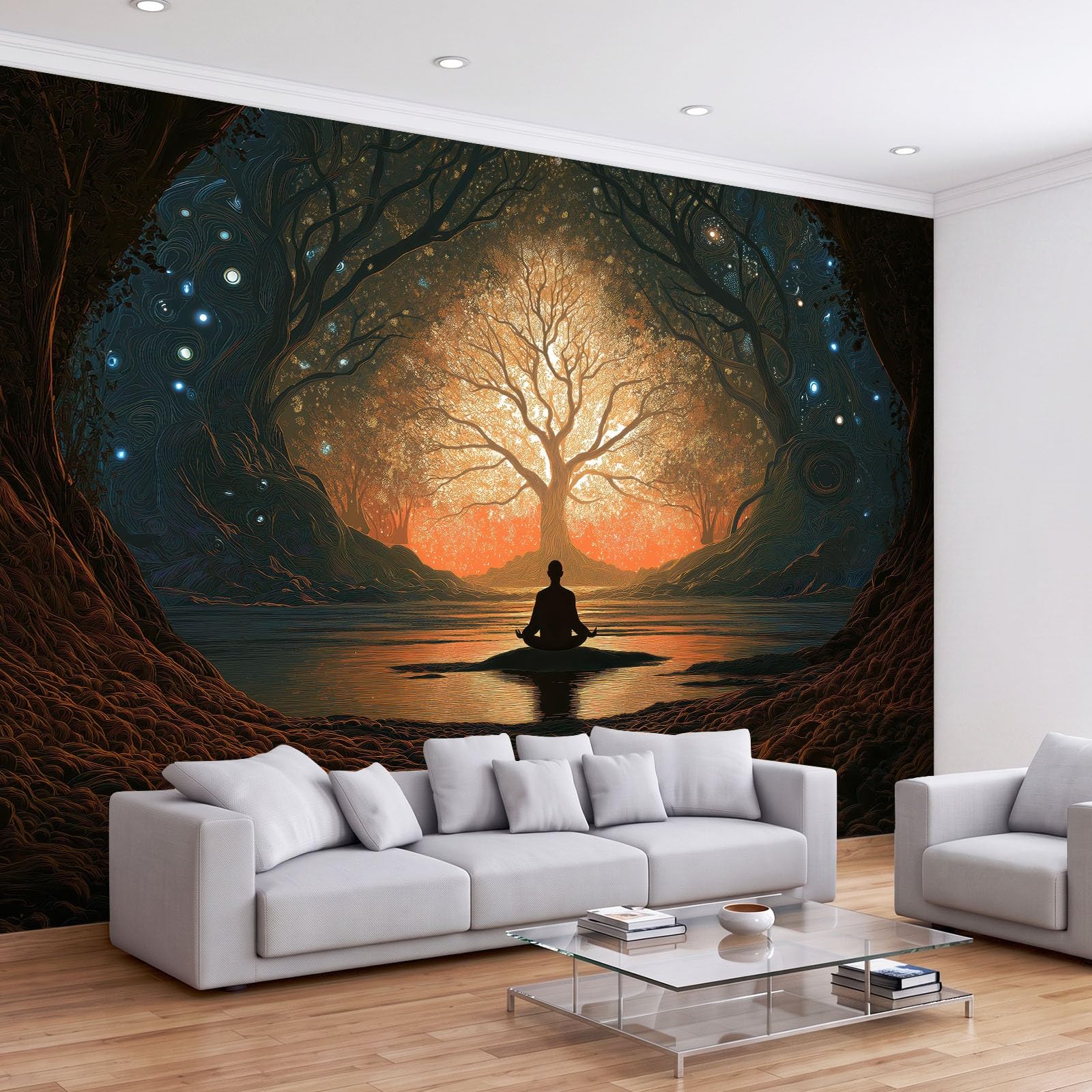 Générique Tapeta 3D efekt panoramiczny obraz ścienny 250 x 175 cm fantazja kunst balsam des lebens tapeta gobelin panoramiczny plakat salon dekoracja ścienna do pokoju dziecięcego, żółta
